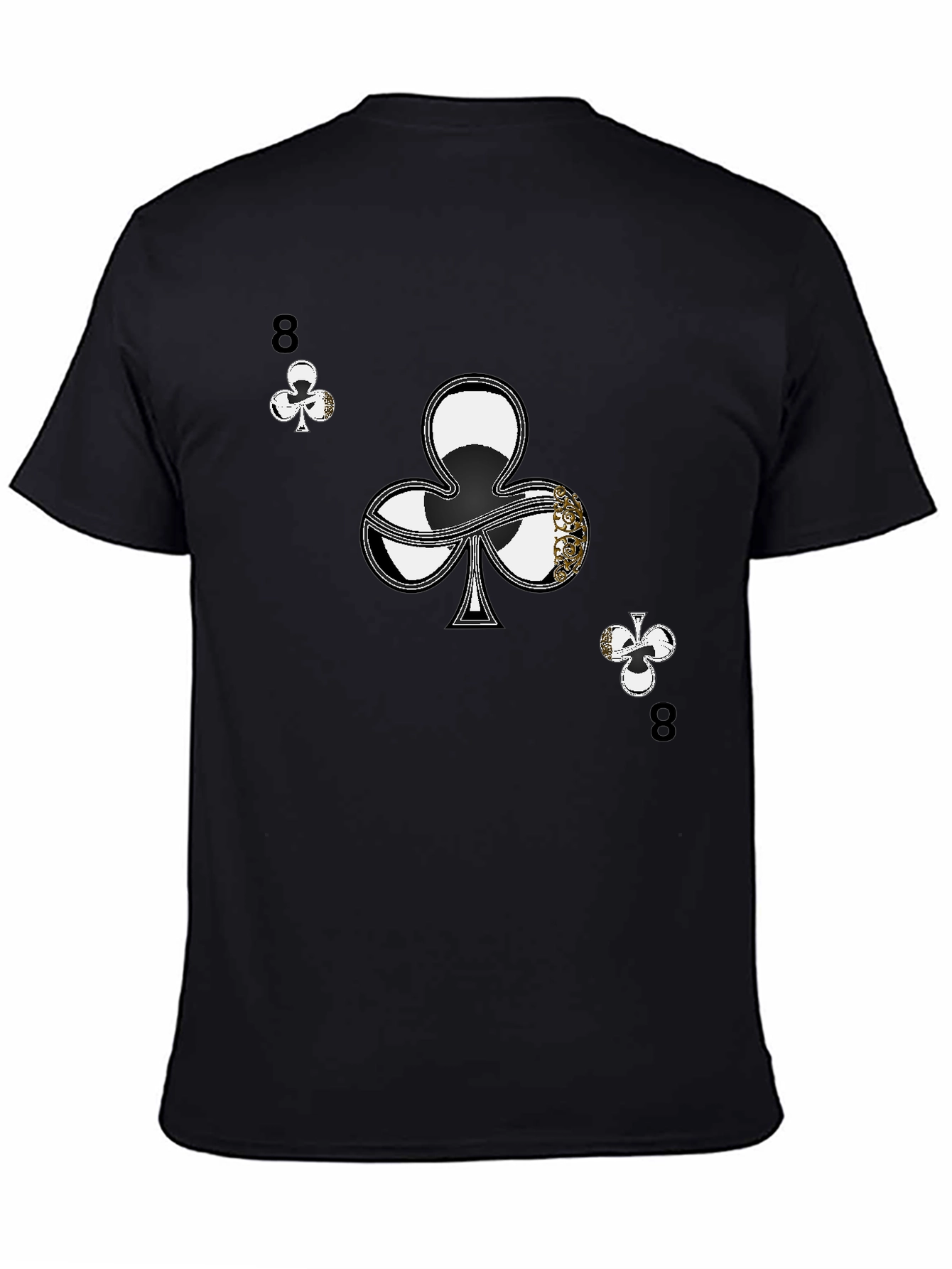 Black Eight of Clubs Graphic Tee - Unique Card Suit Design view 4