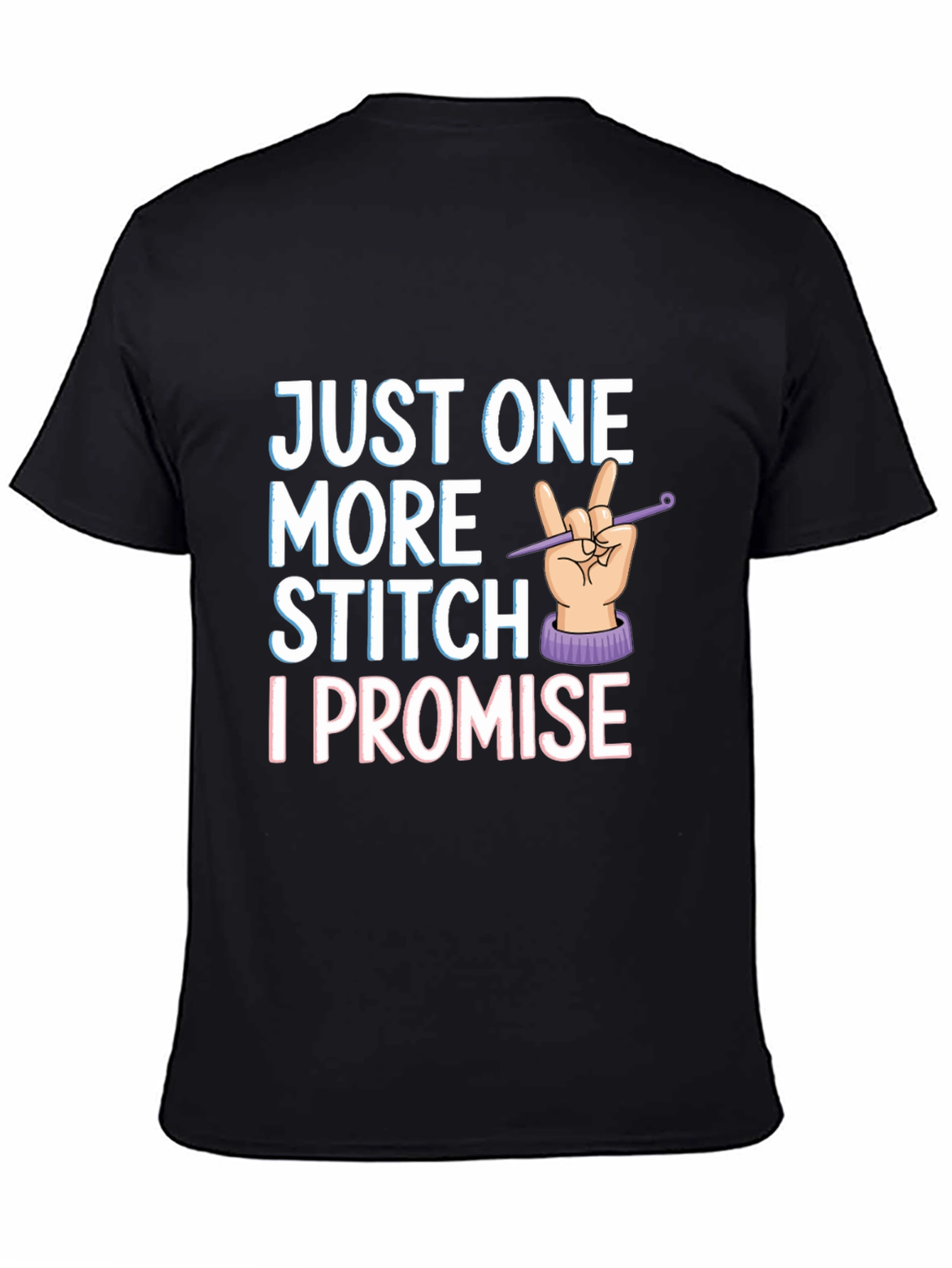Black Just One More Stitch T-Shirt - Knitting Lover's Tee view 4