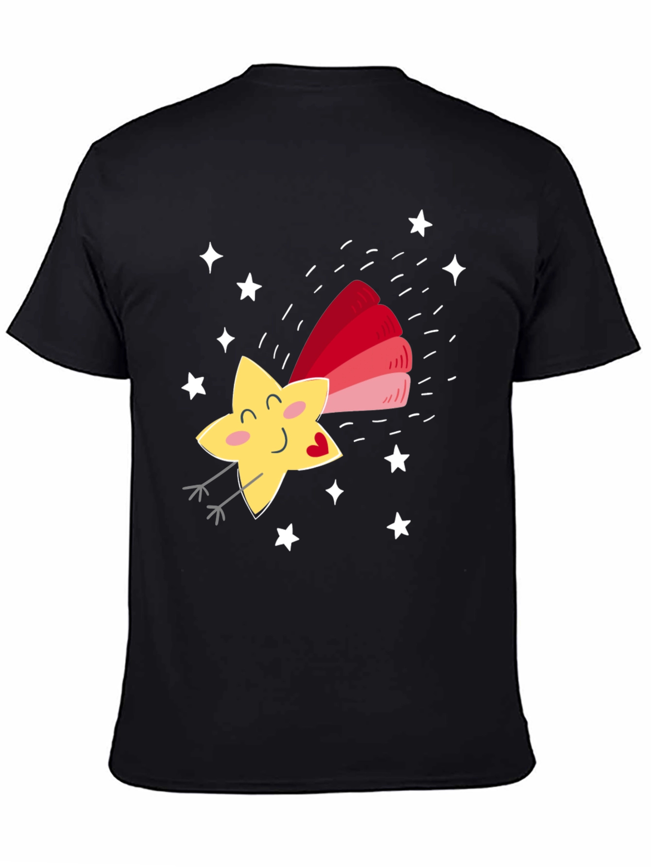 Black Cute Star Graphic Tee - Unisex Black T-Shirt view 4