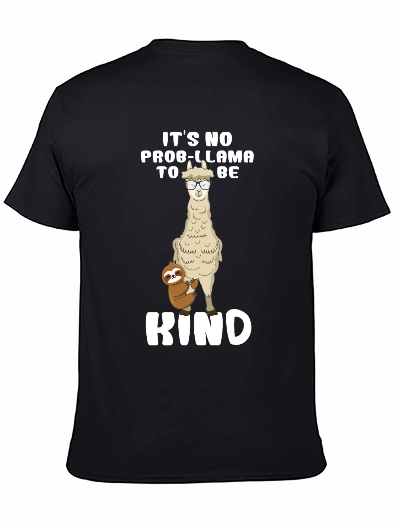 Black No Prob-Llama To Be Kind Black T-Shirt view 4