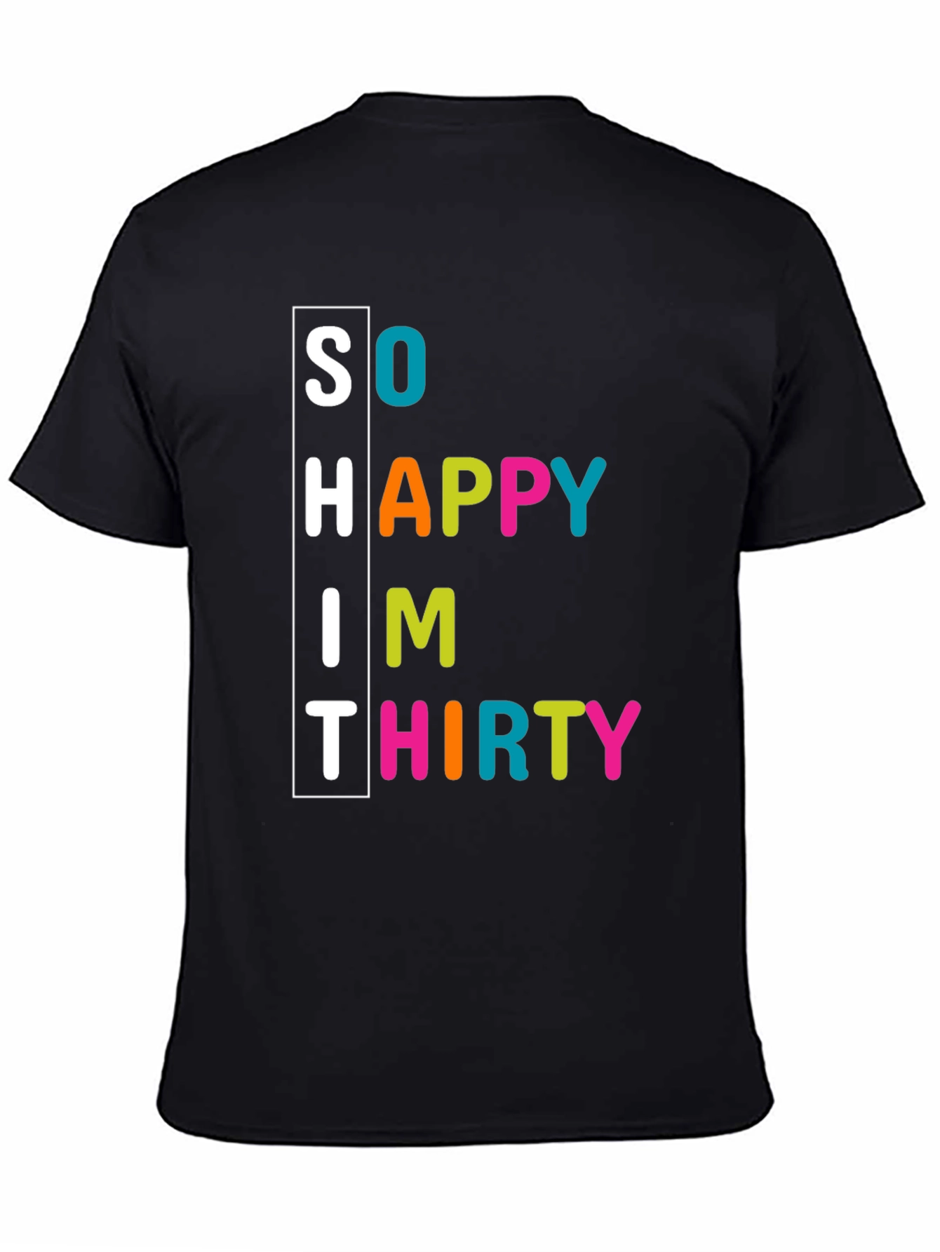 Black So Happy I'm Thirty T-Shirt - Birthday Celebration Tee view 4