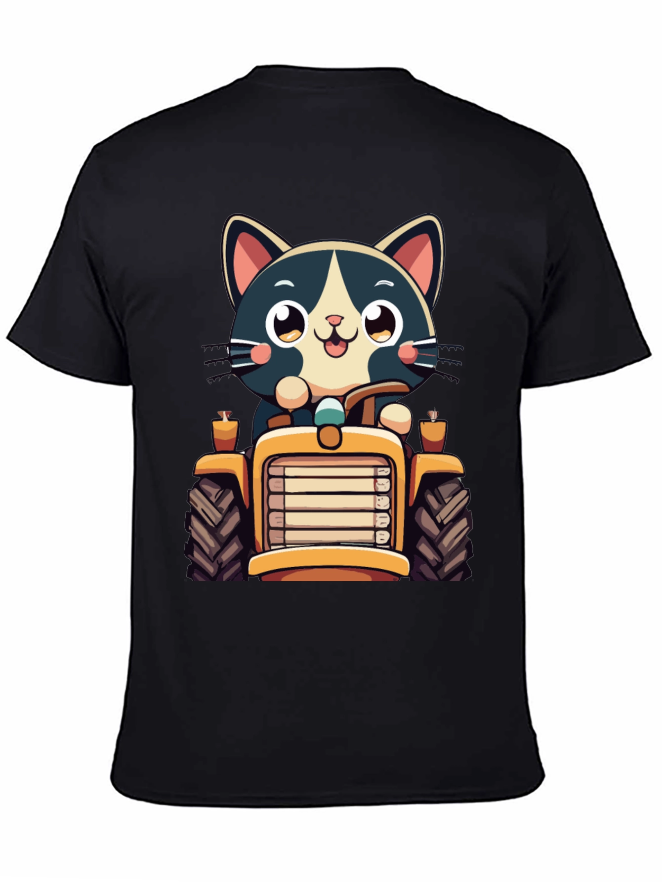 Black Cat Driving Tractor T-Shirt view 4