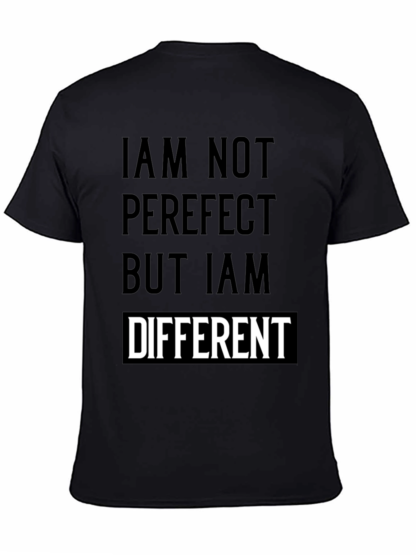 Black Unique 'Different' Graphic Print Black T-Shirt view 4