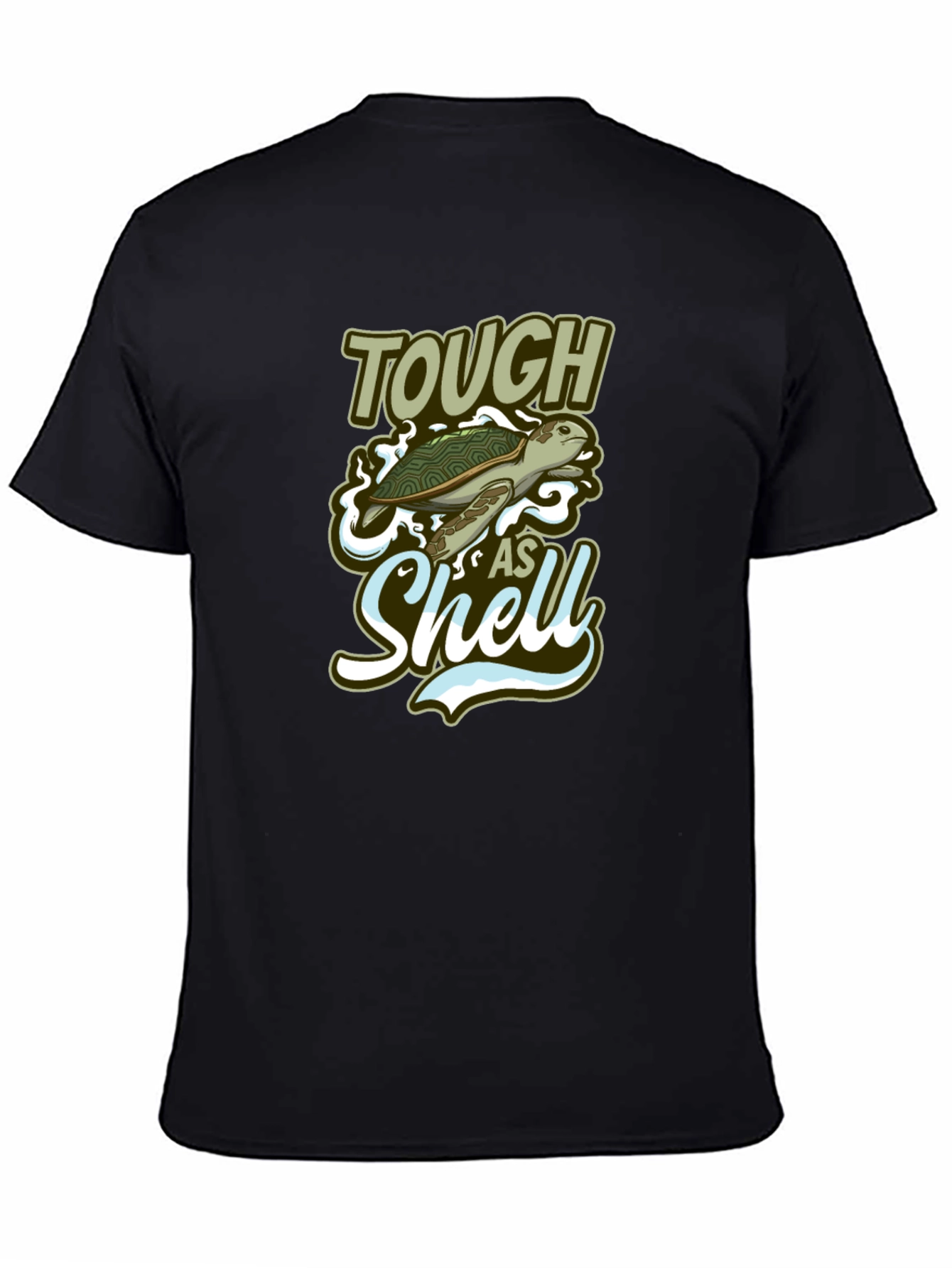 Black Tough As Shell Turtle Graphic Tee - Black Cotton Casual T-Shirt view 4