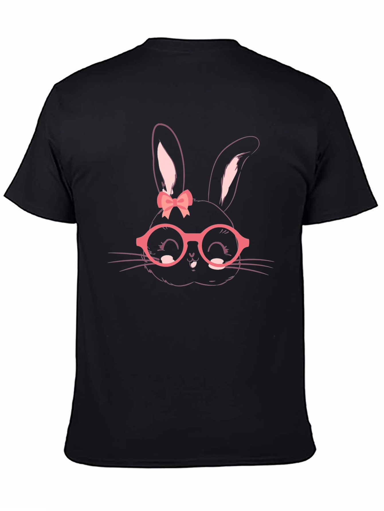 Black Cute Bunny with Glasses Graphic Tee view 4