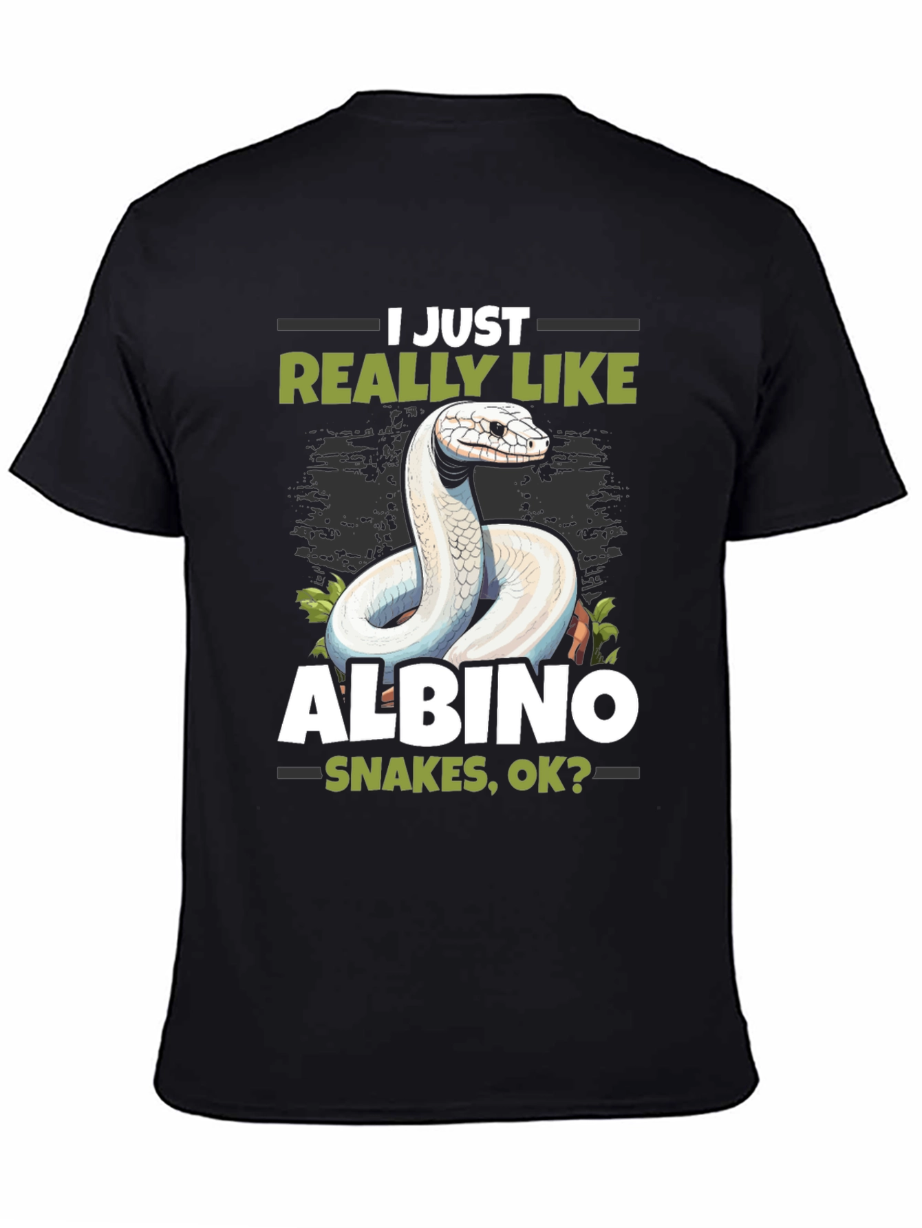 Black Albino Snake Lover T-Shirt - Reptile Pet Tee view 4
