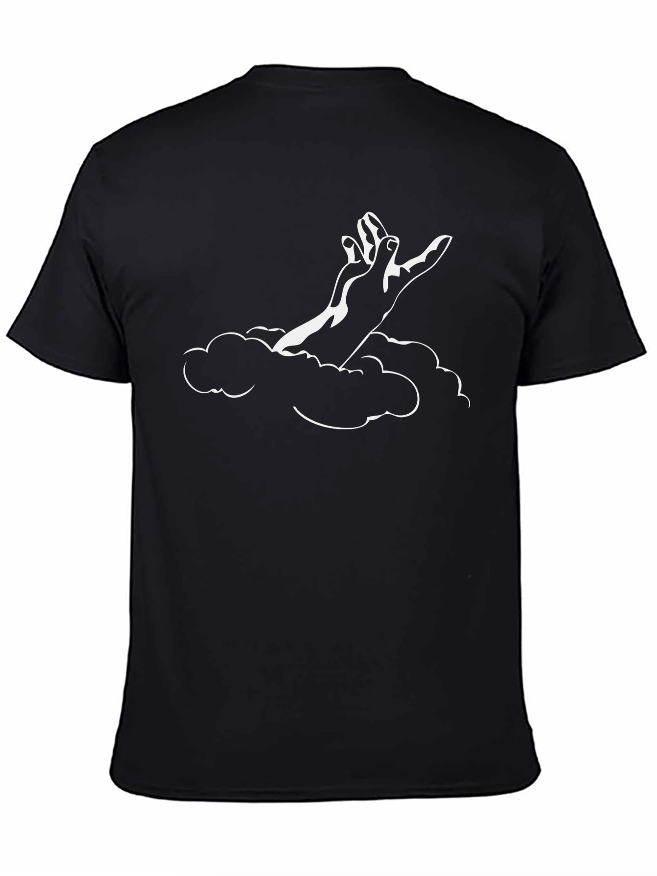 Black Hand in Clouds Graphic Tee - Premium Black Cotton T-Shirt view 4
