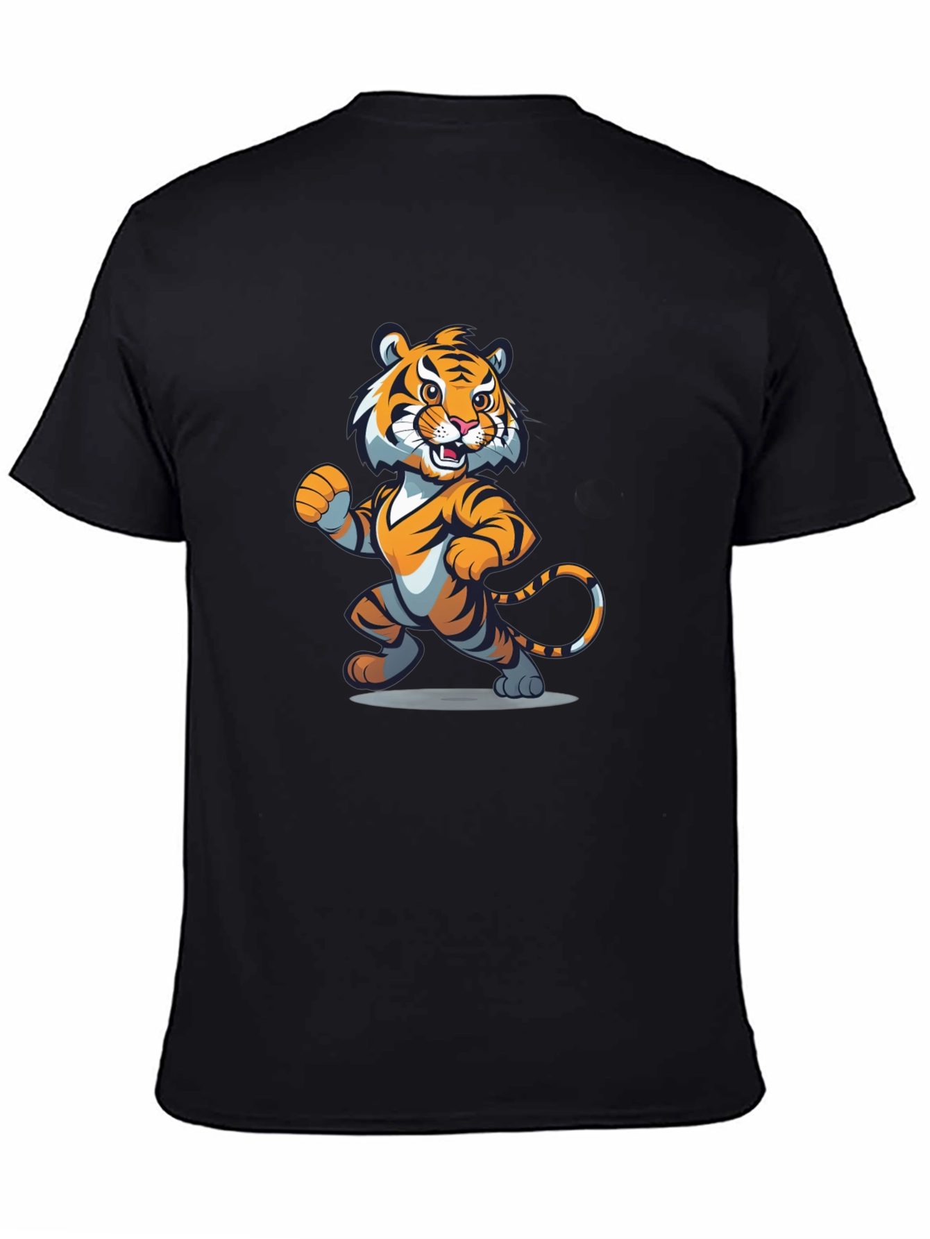 Black Cartoon Tiger Graphic Tee - Black view 4