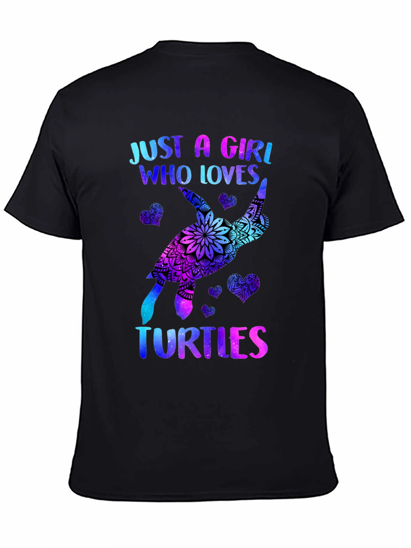 Black Just A Girl Who Loves Turtles T-Shirt Black view 4