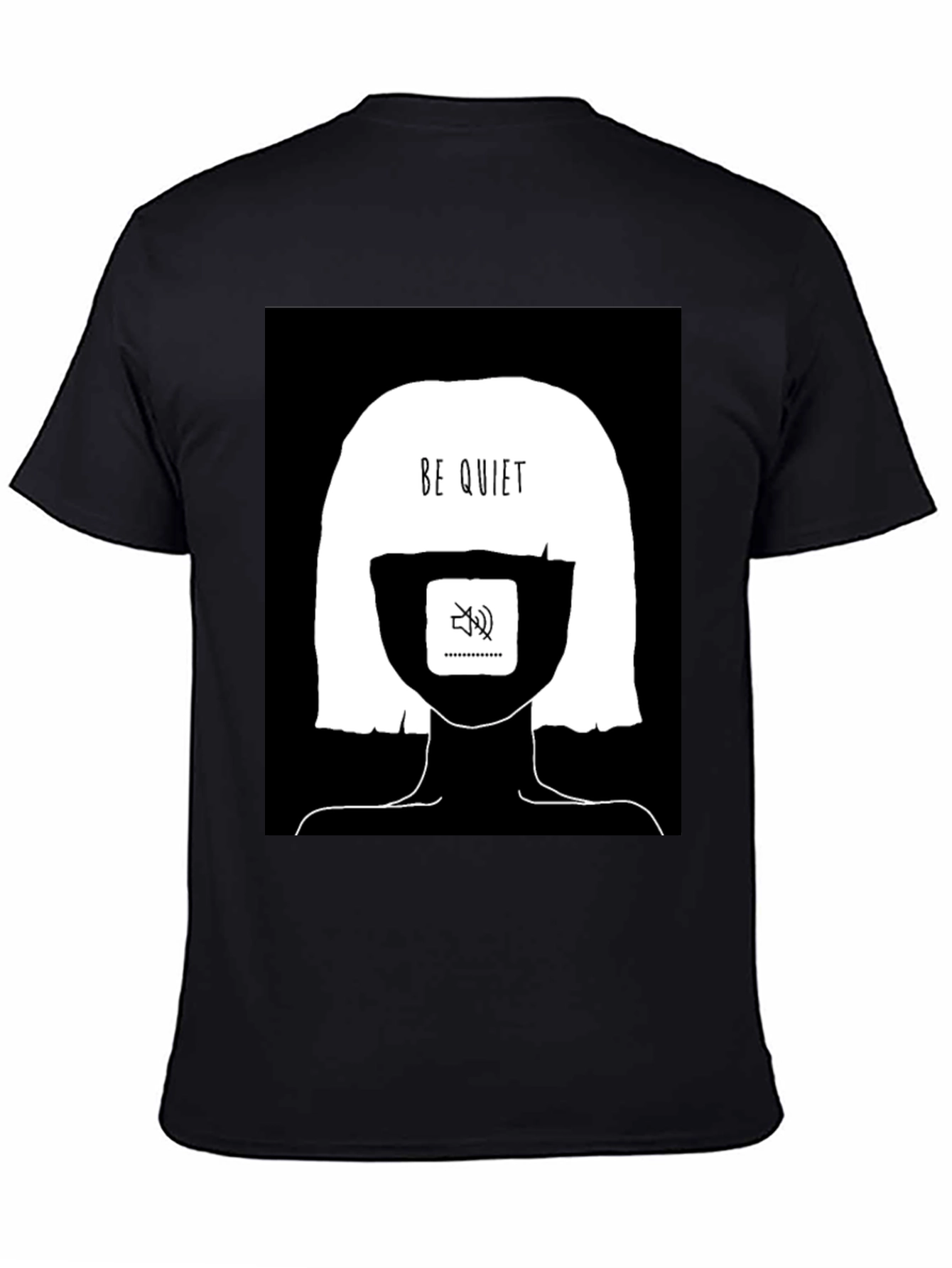 Black Be Quiet Graphic Tee - Black Cotton Unisex view 4