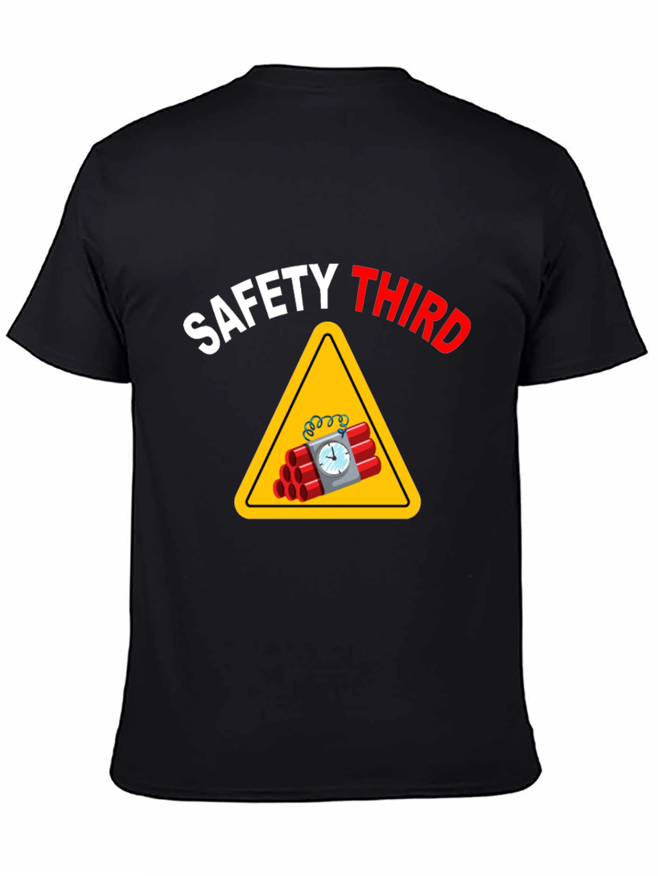 Black Safety Third T-Shirt - Funny Graphic Tee view 4