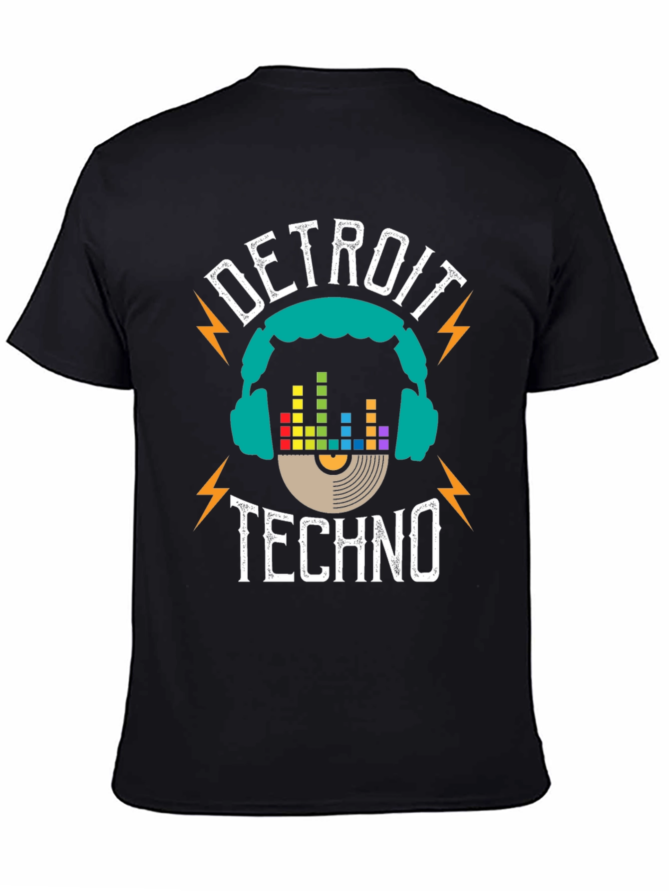 Black Detroit Techno Music T-Shirt view 4