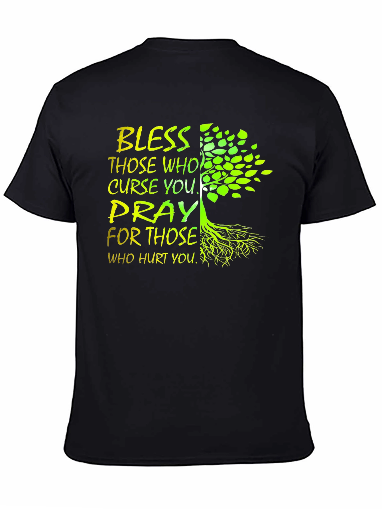 Black Bless & Pray Tree Graphic Black T-Shirt view 4