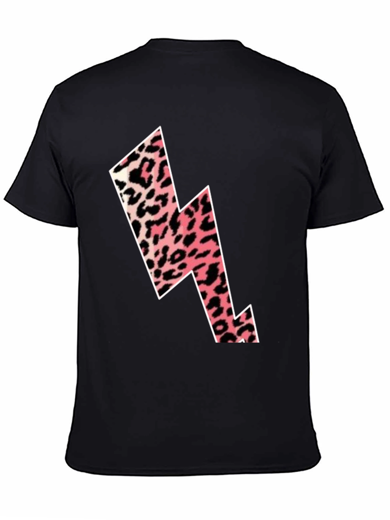 Black Trendy Leopard Print Lightning Bolt Graphic Tee view 4