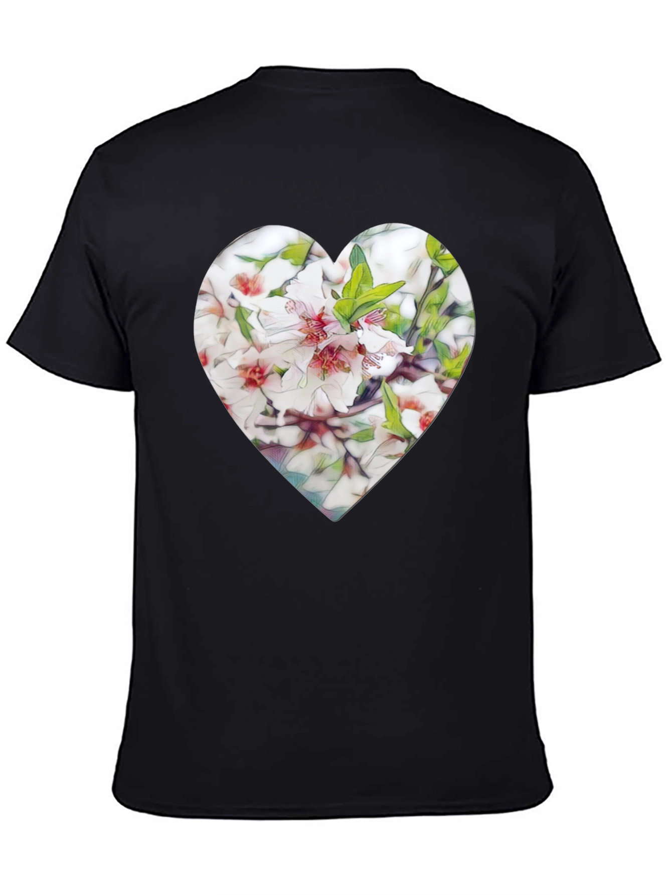 Black Heart Floral Graphic Tee - Stylish Black T-Shirt view 4