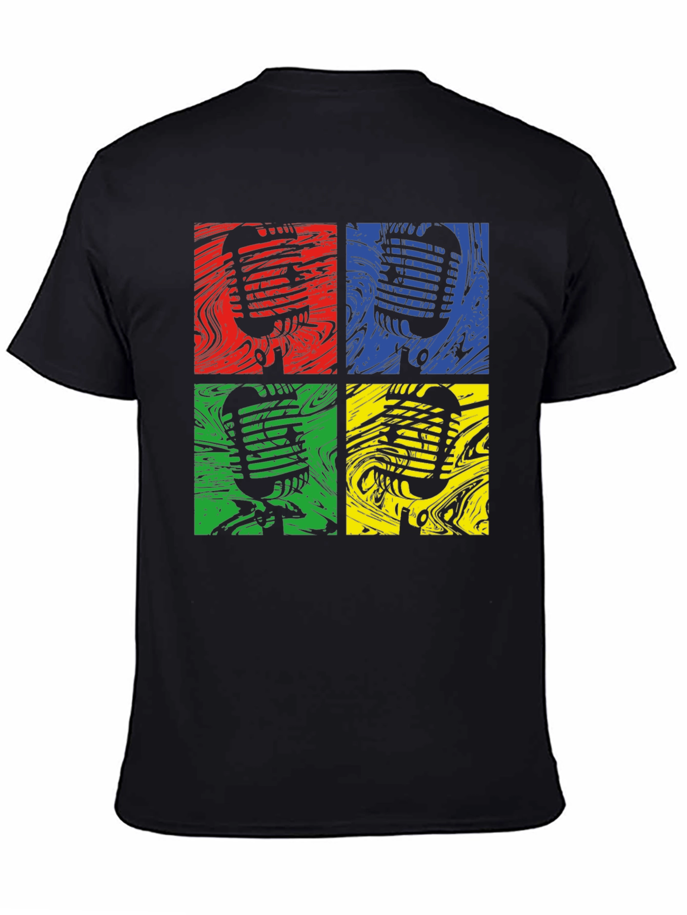 Black Retro Microphone T-Shirt - Pop Art Style, Music Lover Tee view 4