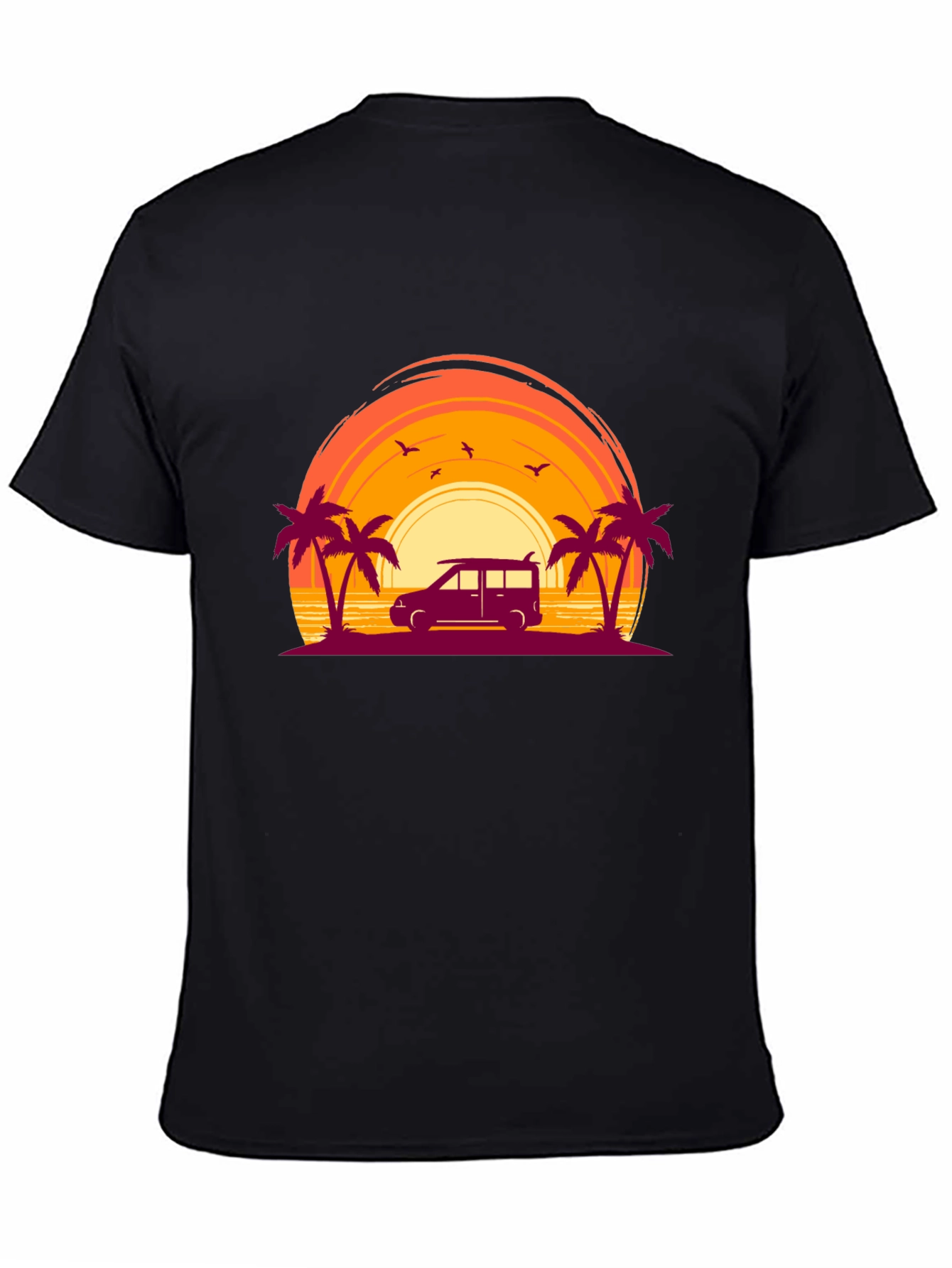 Black Sunset Beach Van Graphic Tee view 4
