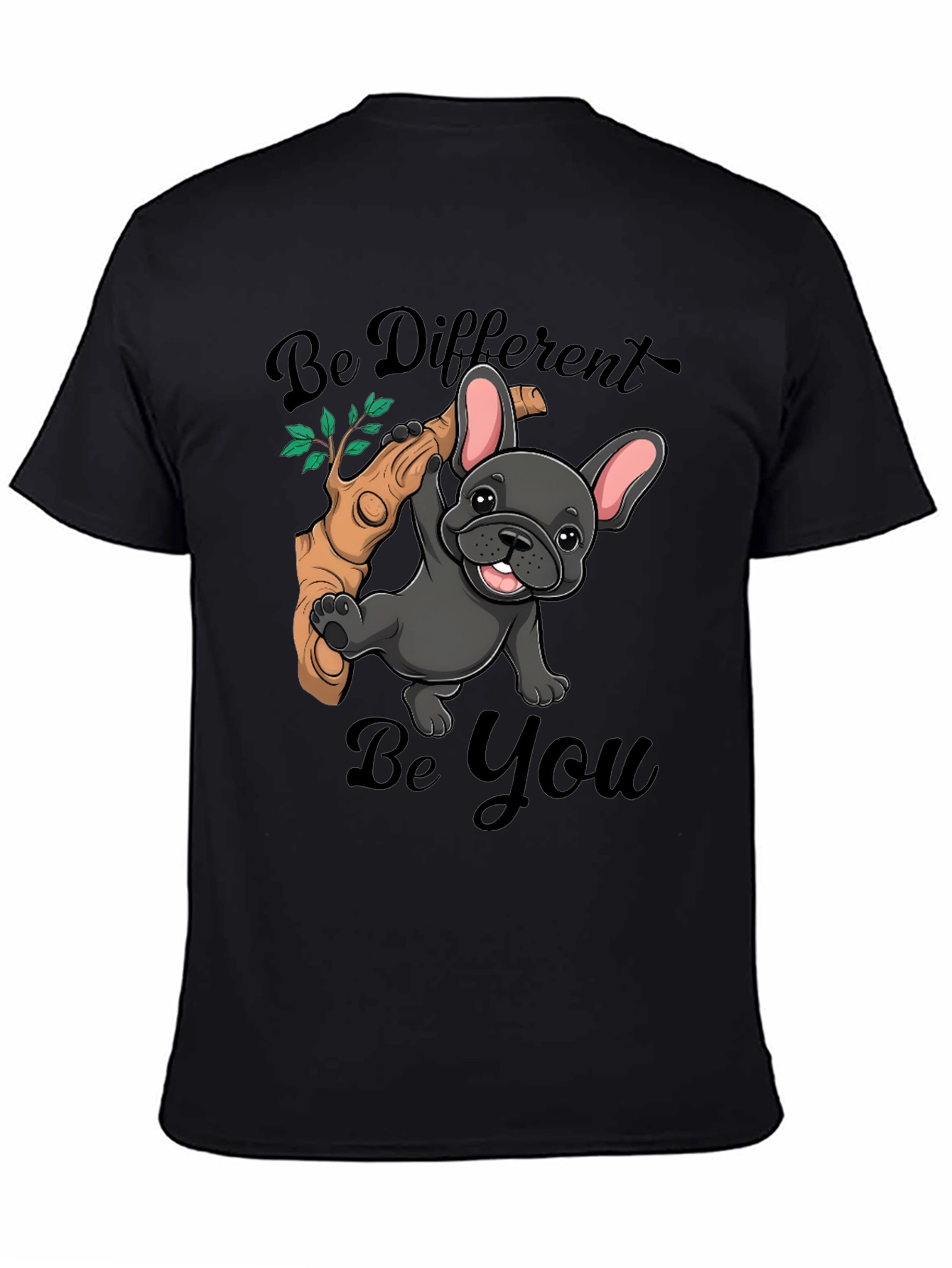 Black Be Different Be You Bulldog T-Shirt view 4