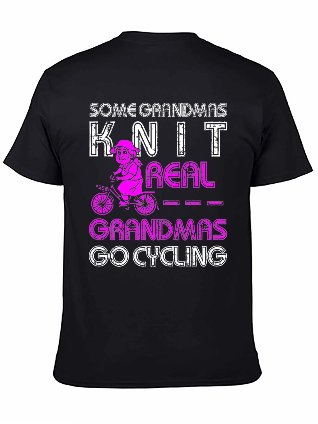 Black Cycling Grandma Graphic Tee - Knit vs. Cycle view 4