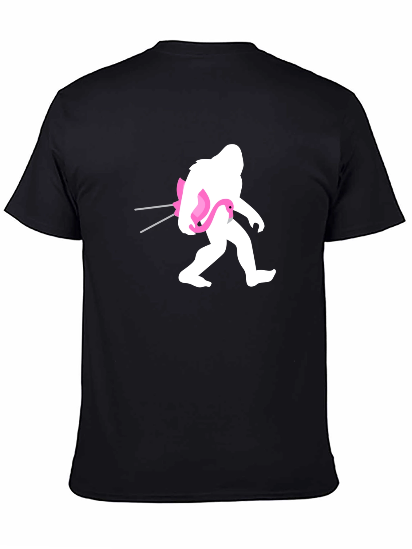 Black Sasquatch Flamingo Black T-Shirt view 4