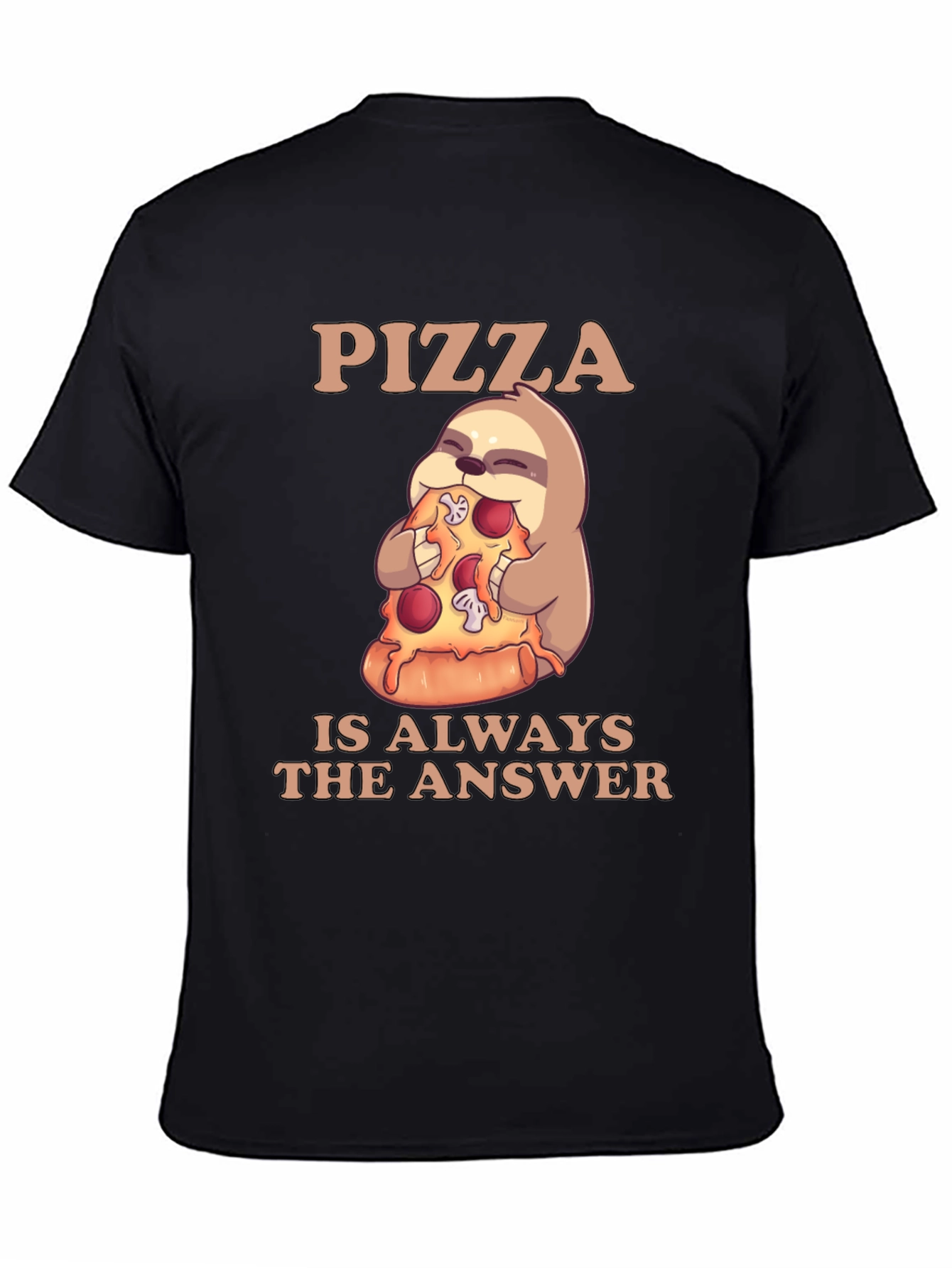 Black Pizza Sloth T-Shirt - Always the Answer! view 4