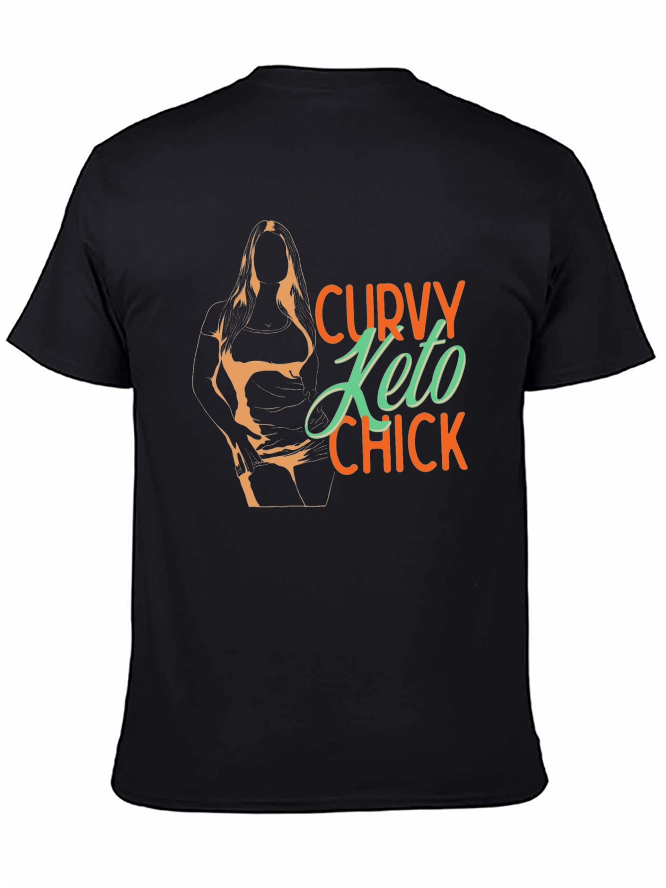 Black Curvy Keto Chick Graphic Tee - Black Unisex view 4