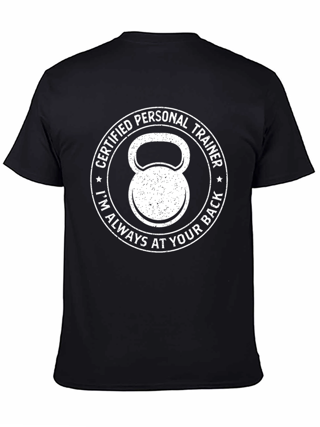 Black Certified Personal Trainer T-Shirt Kettlebell Design view 4