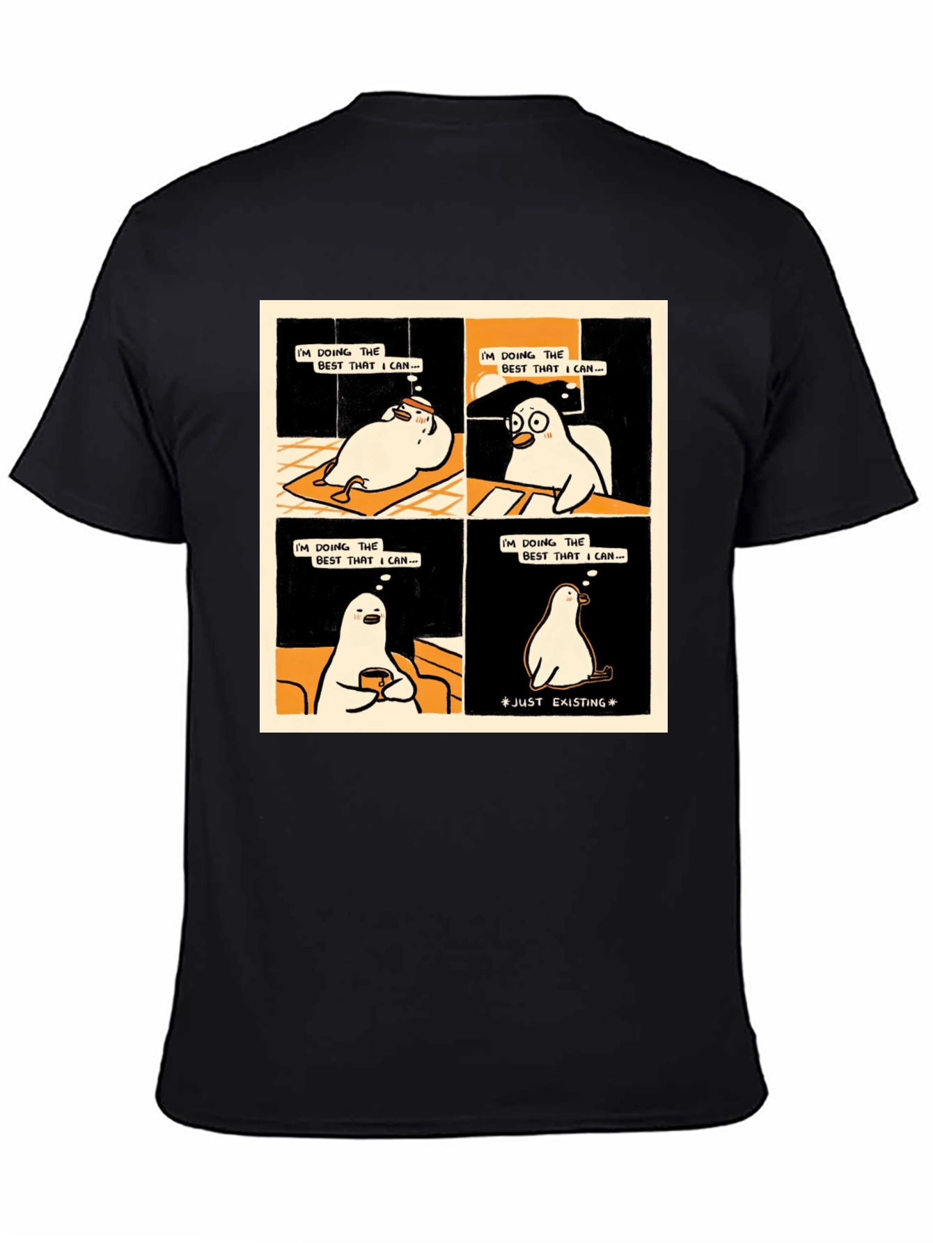 Black Existential Cartoon T-Shirt: Doing My Best view 4