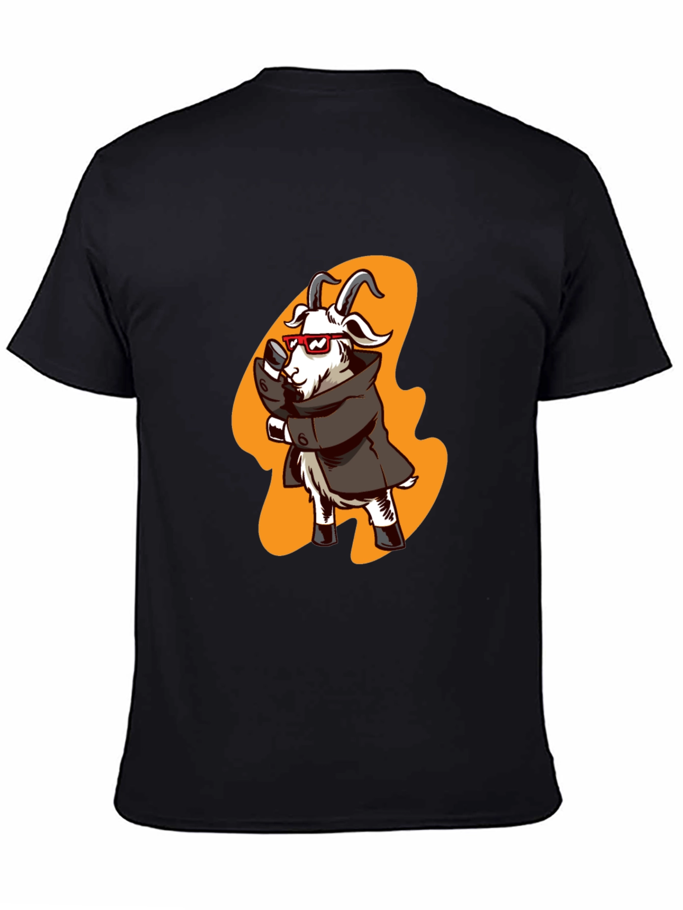 Black Cool Goat in Trench Coat Graphic Tee view 4
