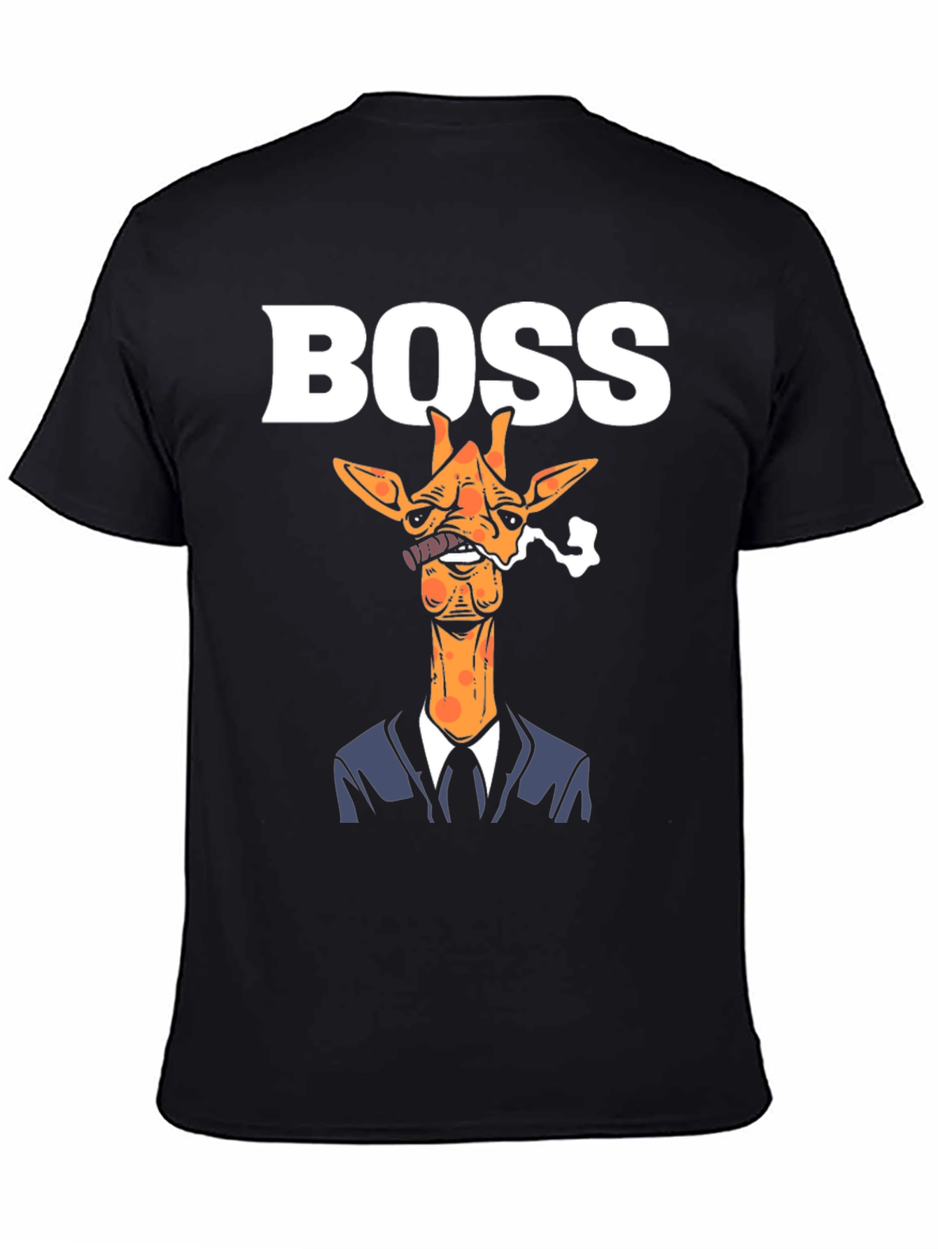 Black Boss Giraffe Graphic Tee - Funny Animal Shirt view 4