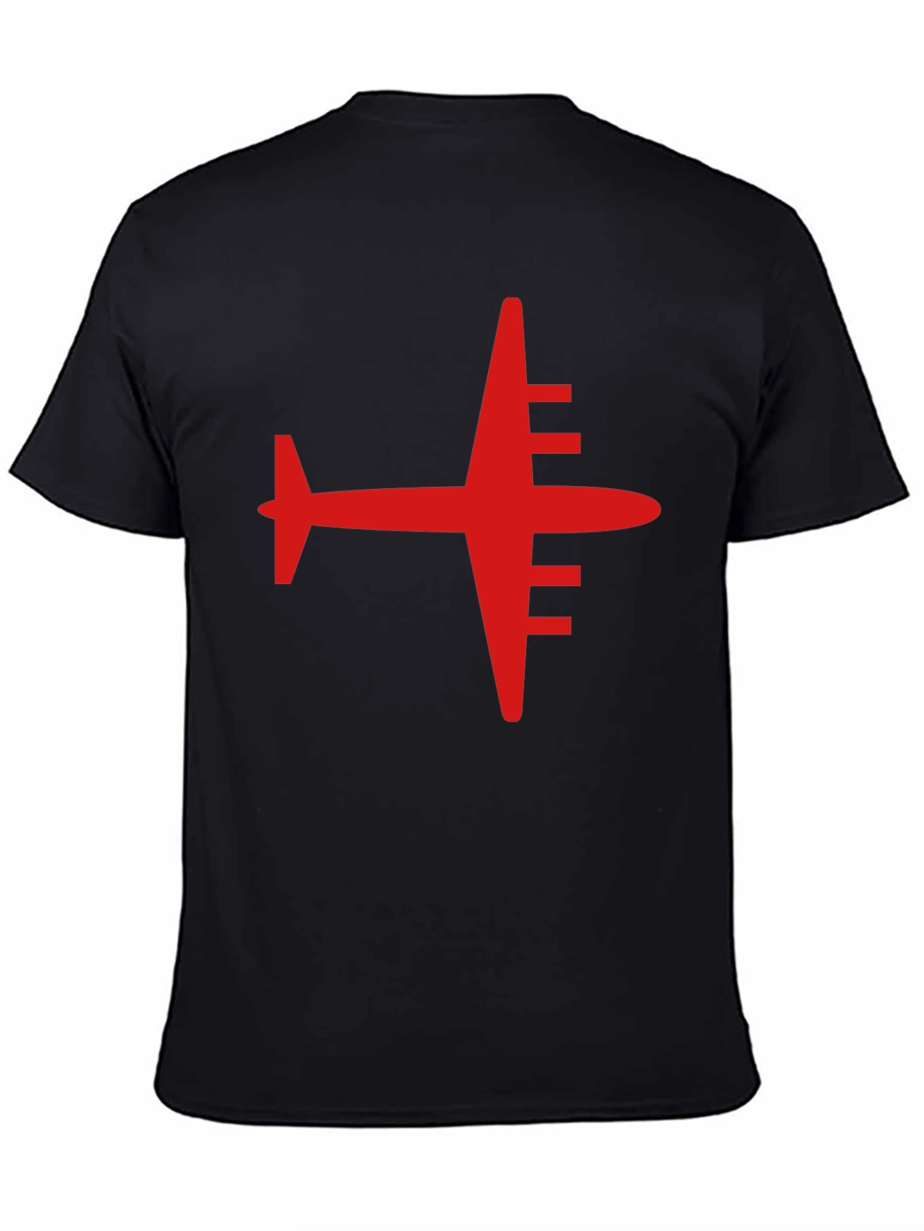 Black Red Airplane Graphic Tee - Black Casual T-Shirt view 4
