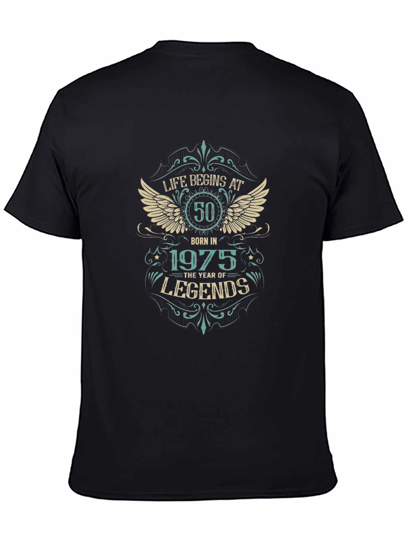 Black Life Begins at 50, Born in 1975 T-Shirt view 4