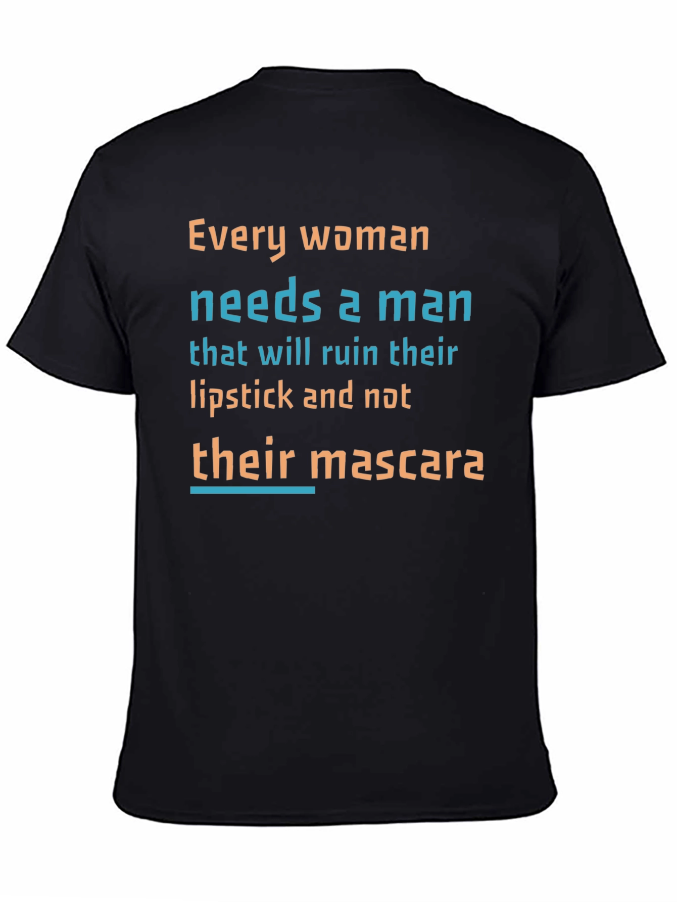 Black Funny Slogan T-Shirt: Lipstick Not Mascara view 4