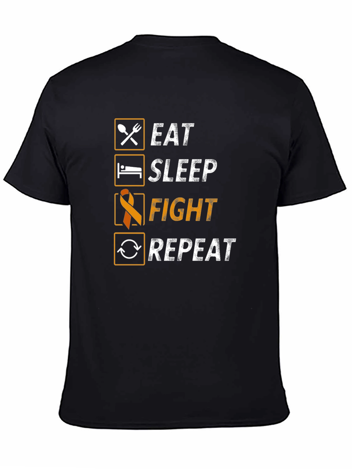 Black Eat Sleep Fight Repeat T-Shirt view 4