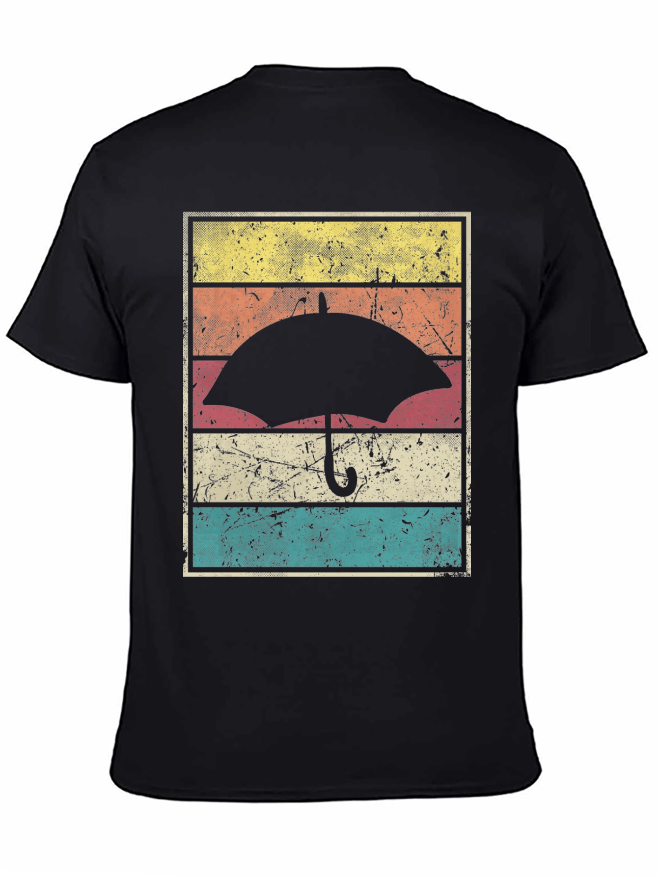 Black Retro Umbrella Graphic Tee - Vintage Style view 4