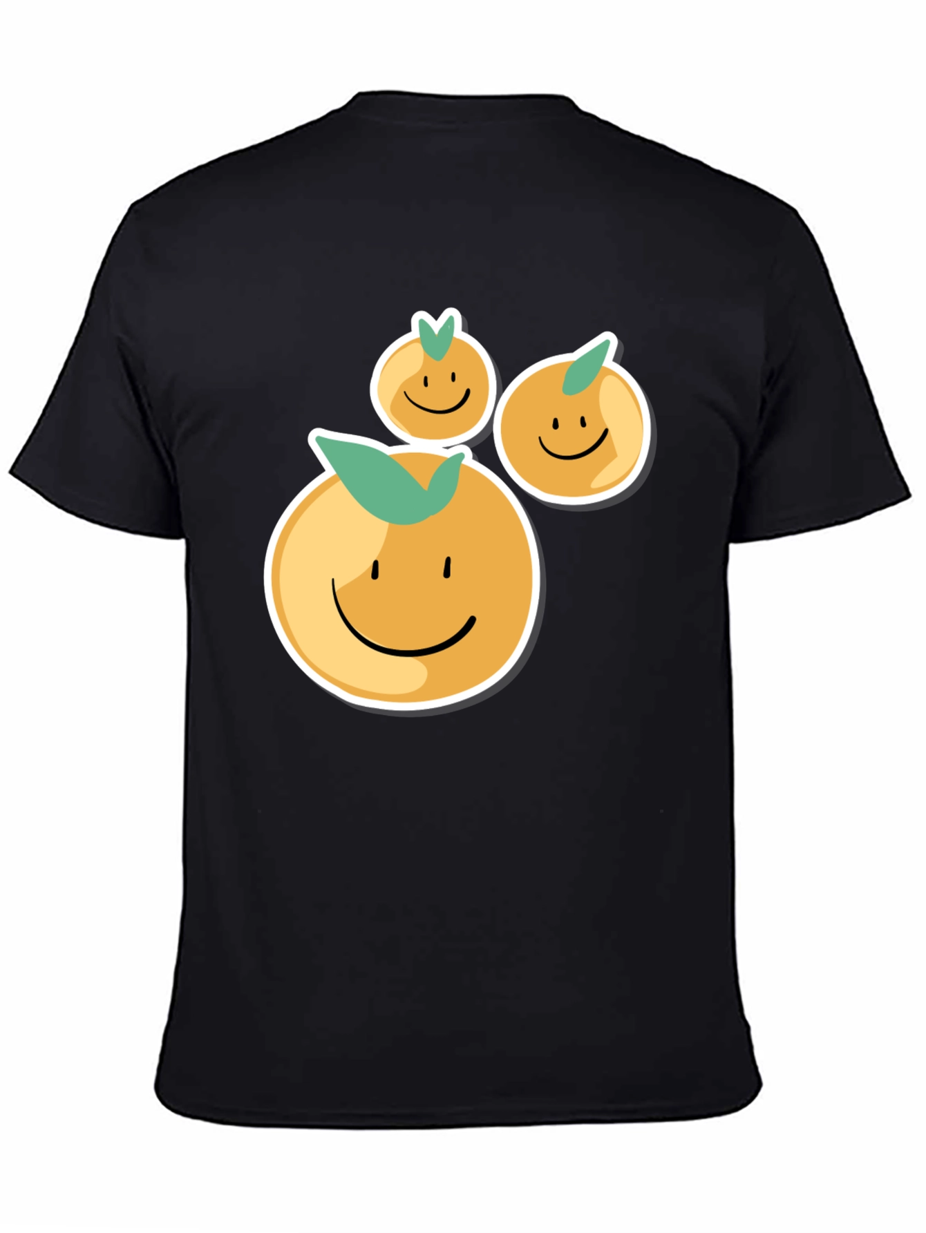 Black Smiling Oranges Graphic Tee - Casual Black T-Shirt view 4