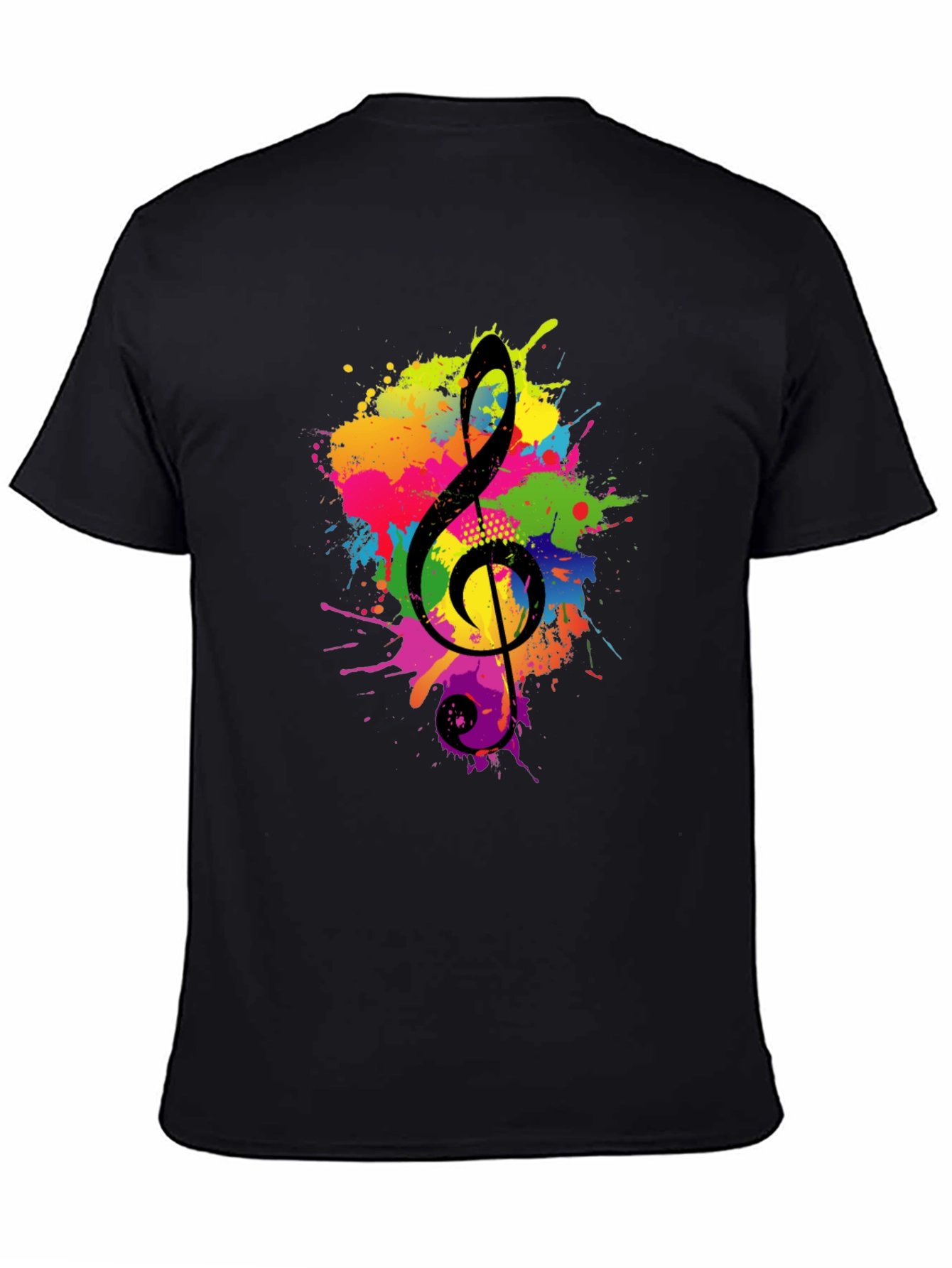 Black Colorful Treble Clef Black Graphic Tee view 4