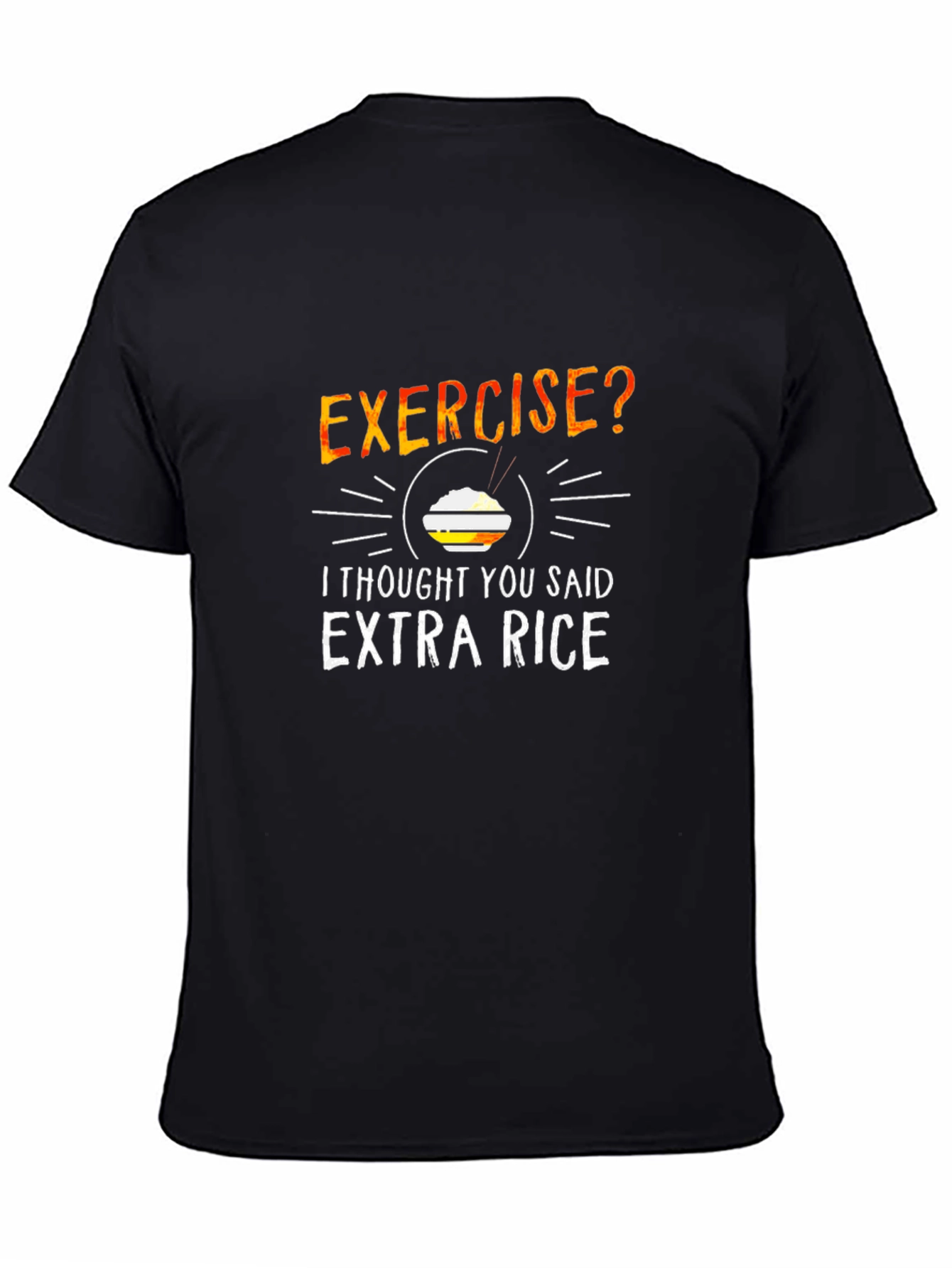 Black Funny Exercise Extra Rice Graphic Tee view 4