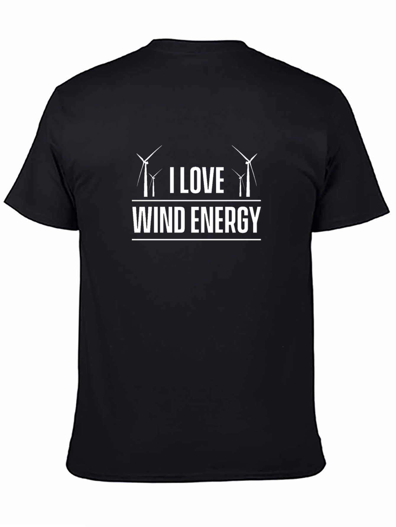 Black I Love Wind Energy Black T-Shirt view 4