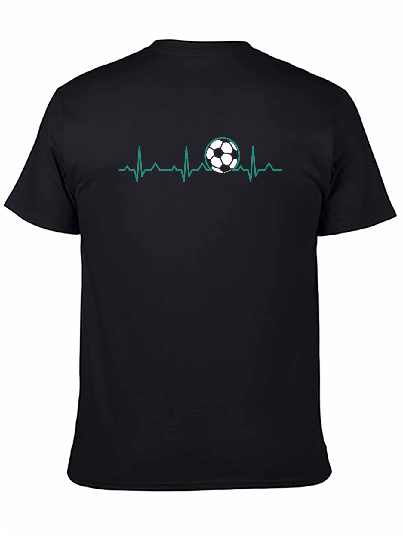 Black Soccer Heartbeat T-Shirt - Black view 4