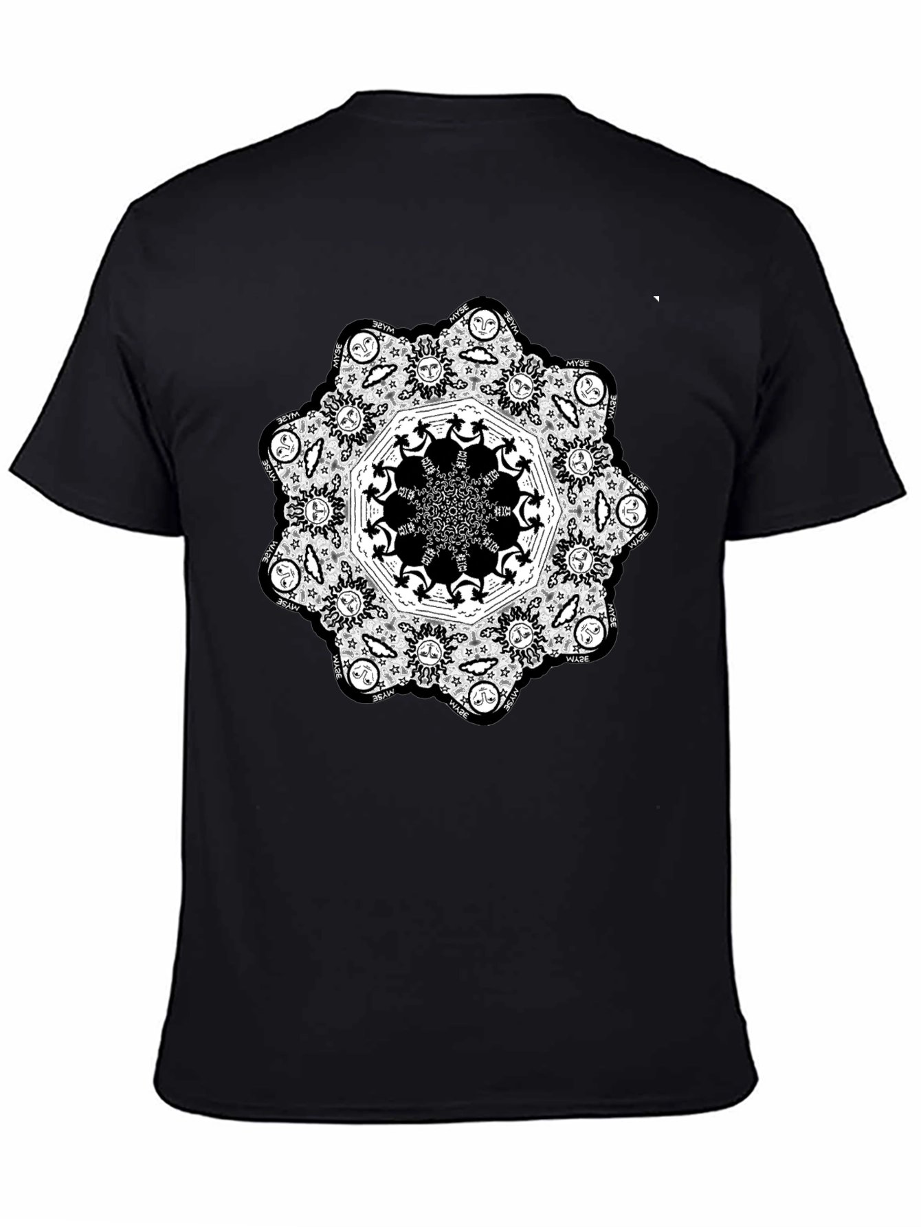 Black Mandala Graphic Black T-Shirt view 4