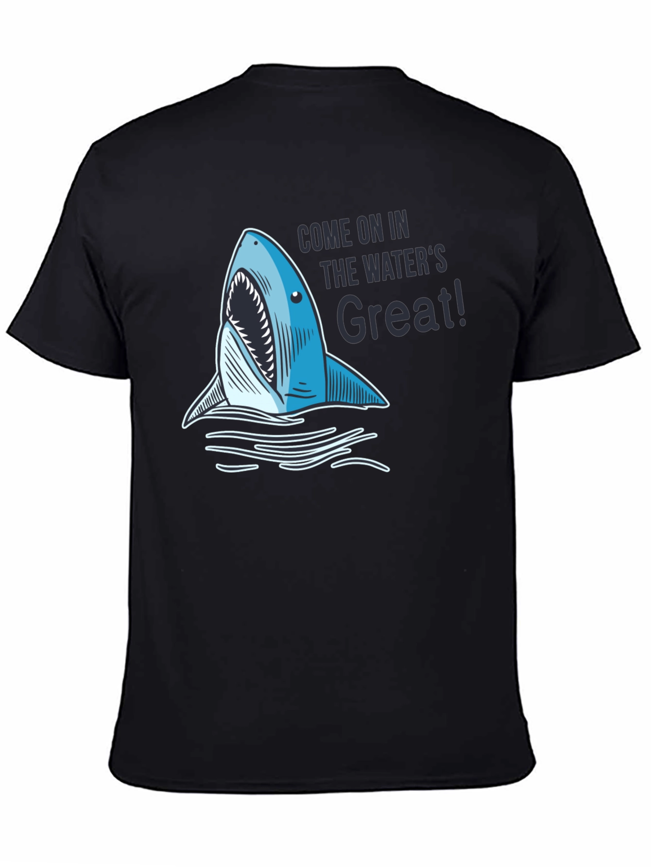 Black Shark Attack T-Shirt - "The Water's Great!" view 4