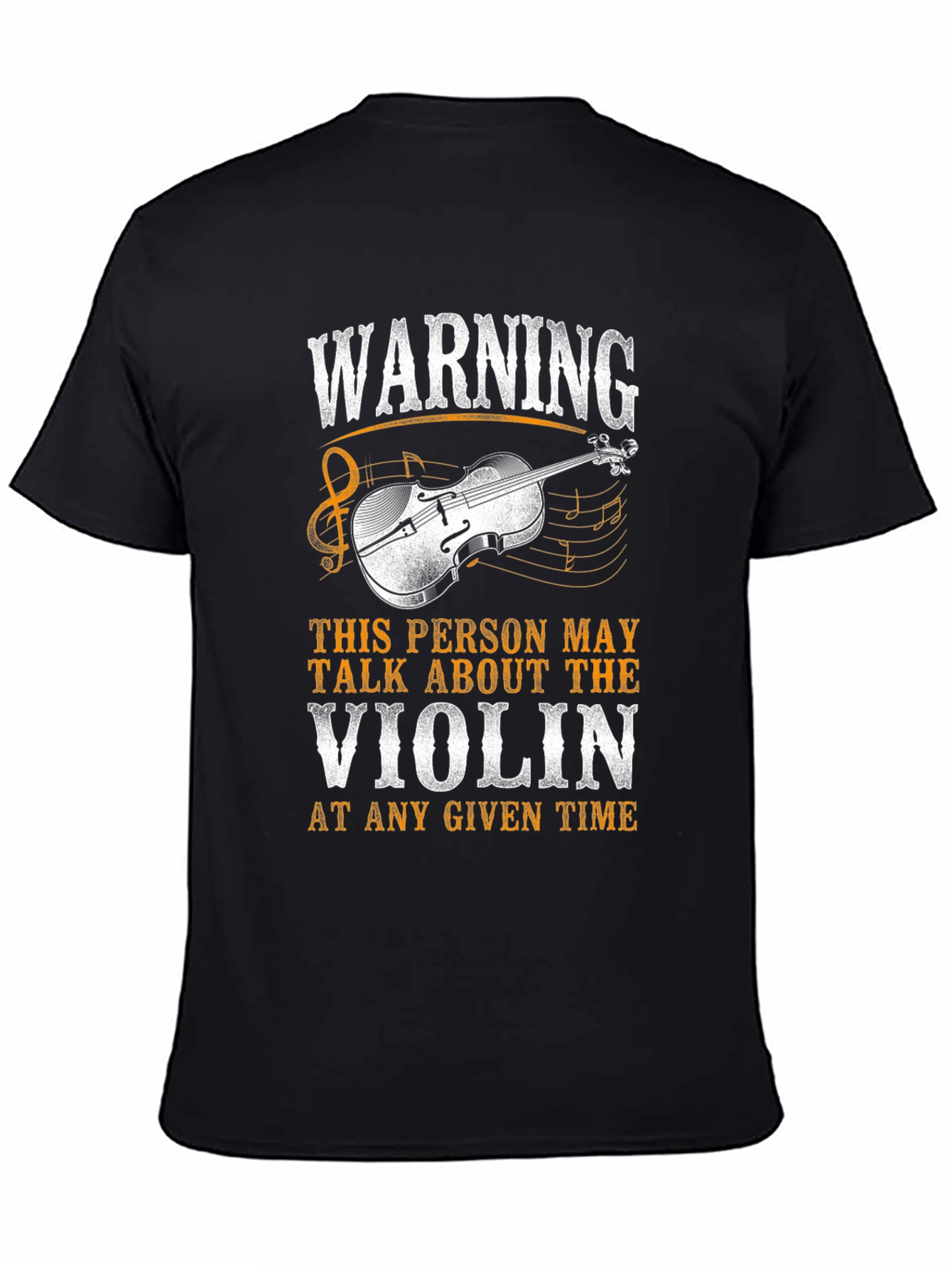 Black Warning Violin T-Shirt - Music Lover Gift view 4