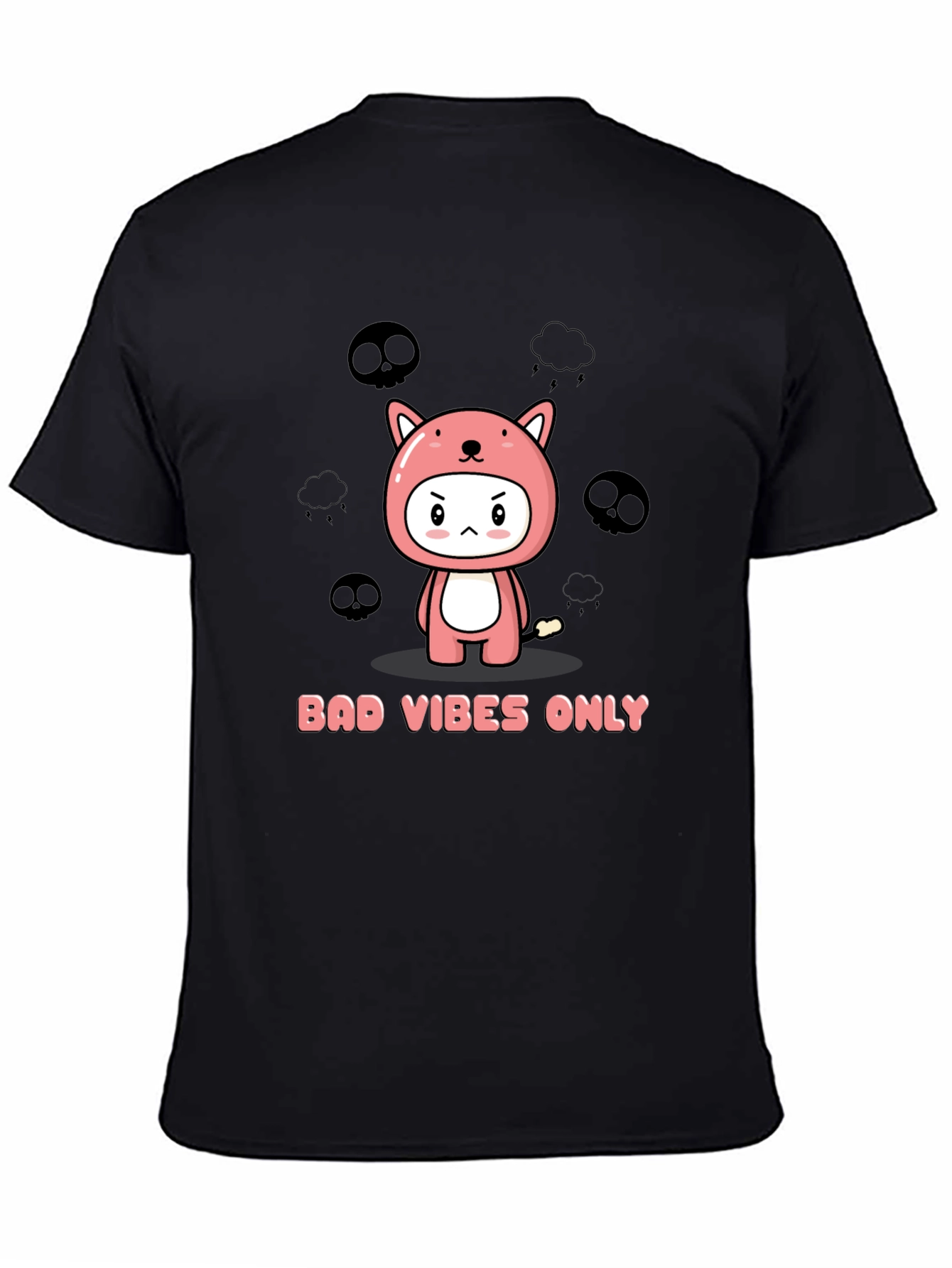 Black Bad Vibes Only Kawaii Graphic T-Shirt view 4