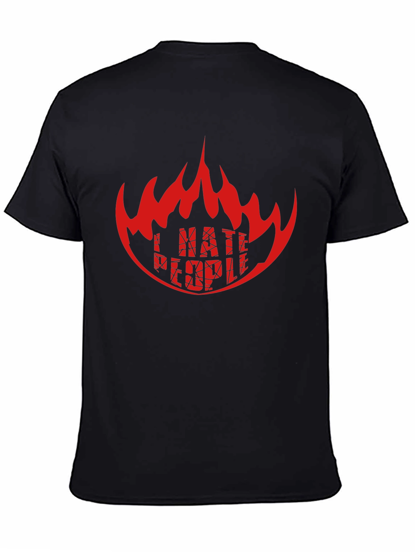 Black I HATE PEOPLE Graphic Tee - Black Crew Neck T-Shirt view 4