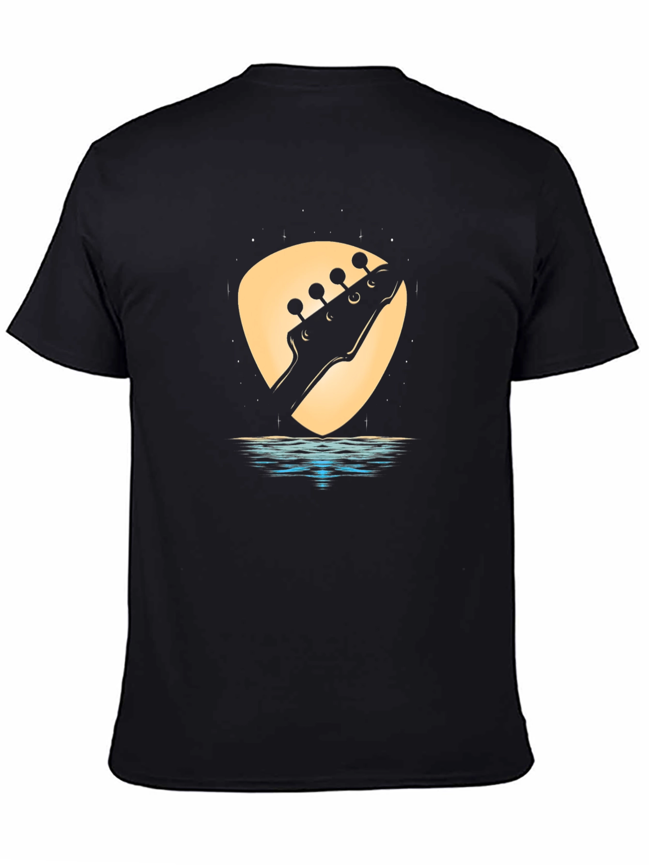 Black Guitar Headstock Lake Graphic Tee view 4