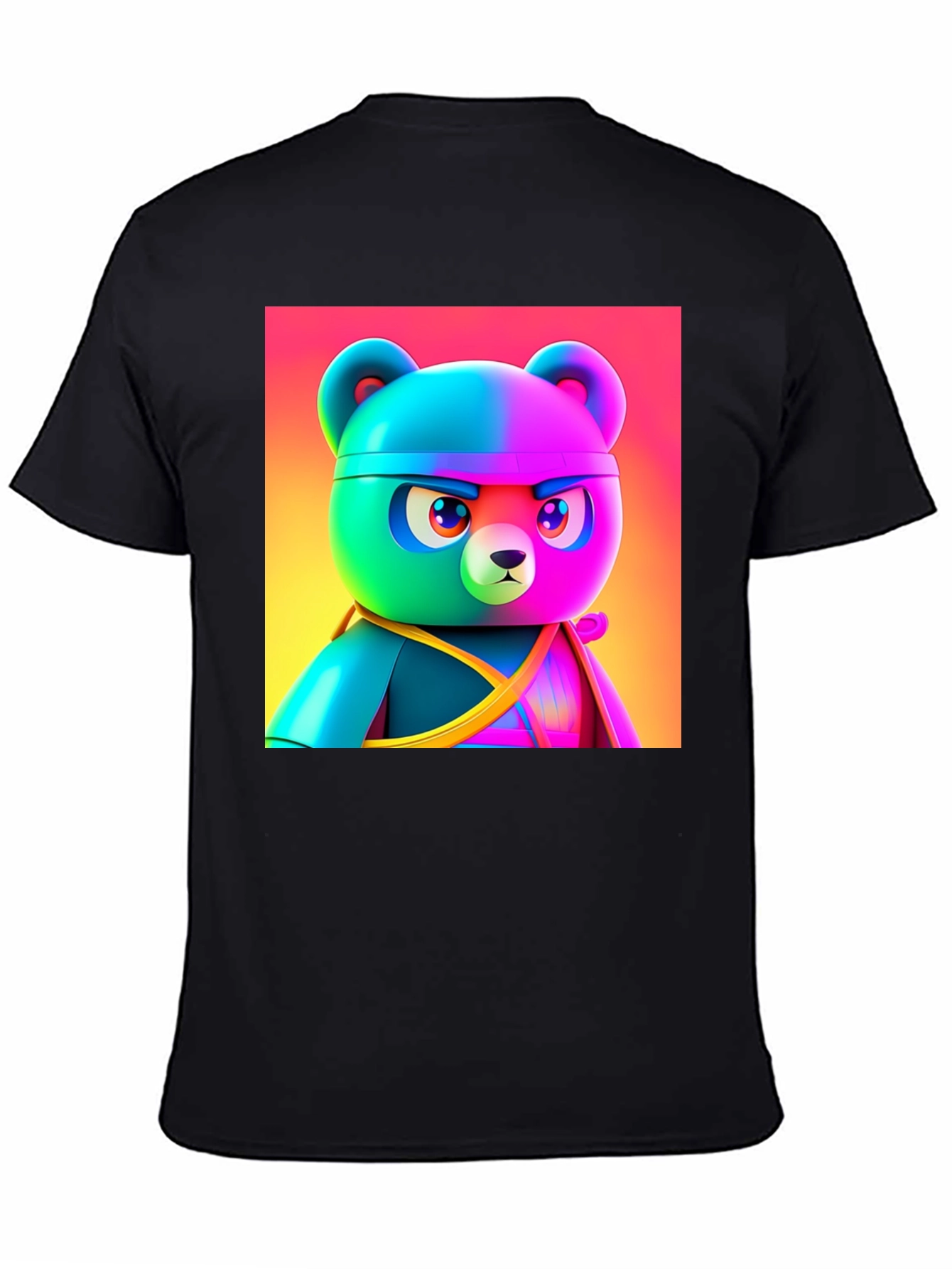 Black Cool Cartoon Bear T-Shirt view 4