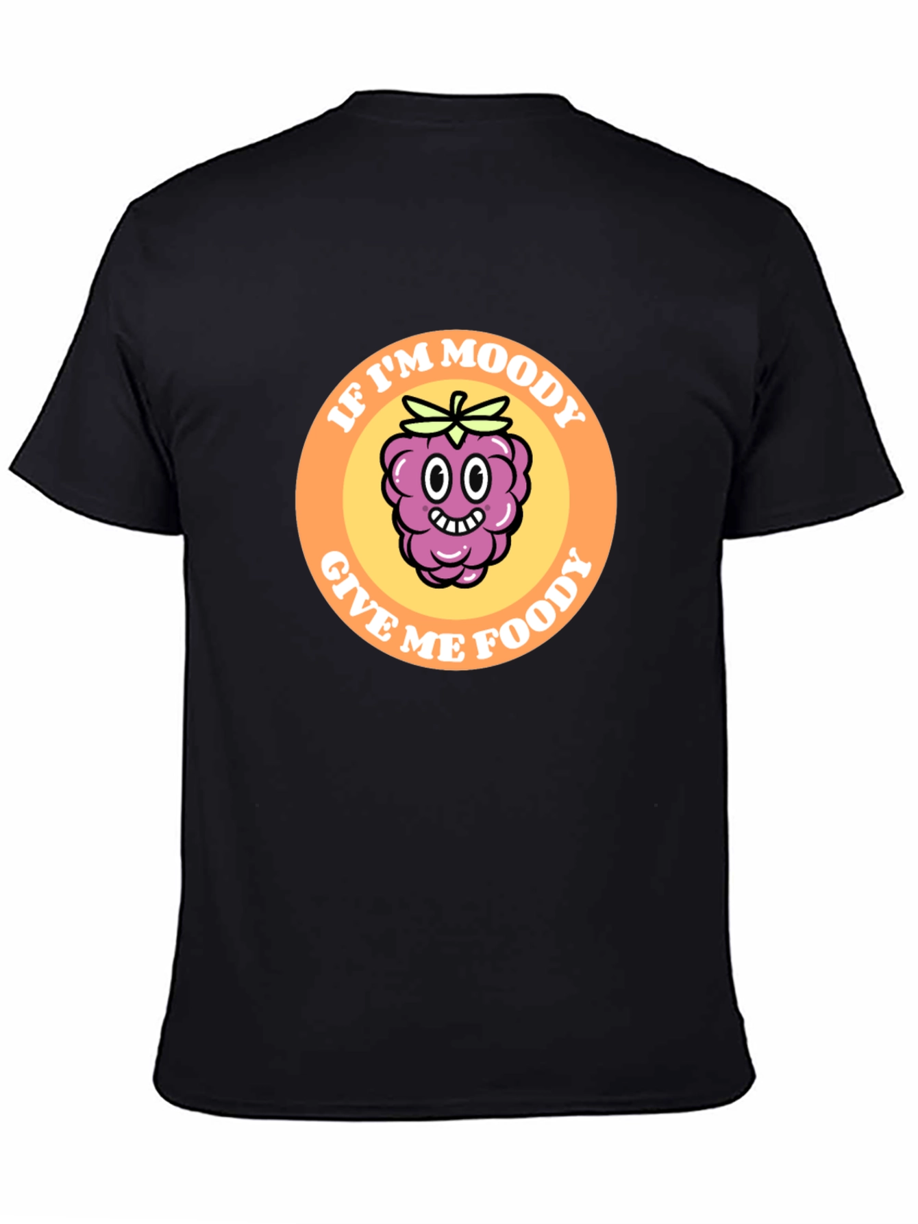Black Moody Raspberry Graphic Tee - Black Cotton T-Shirt view 4