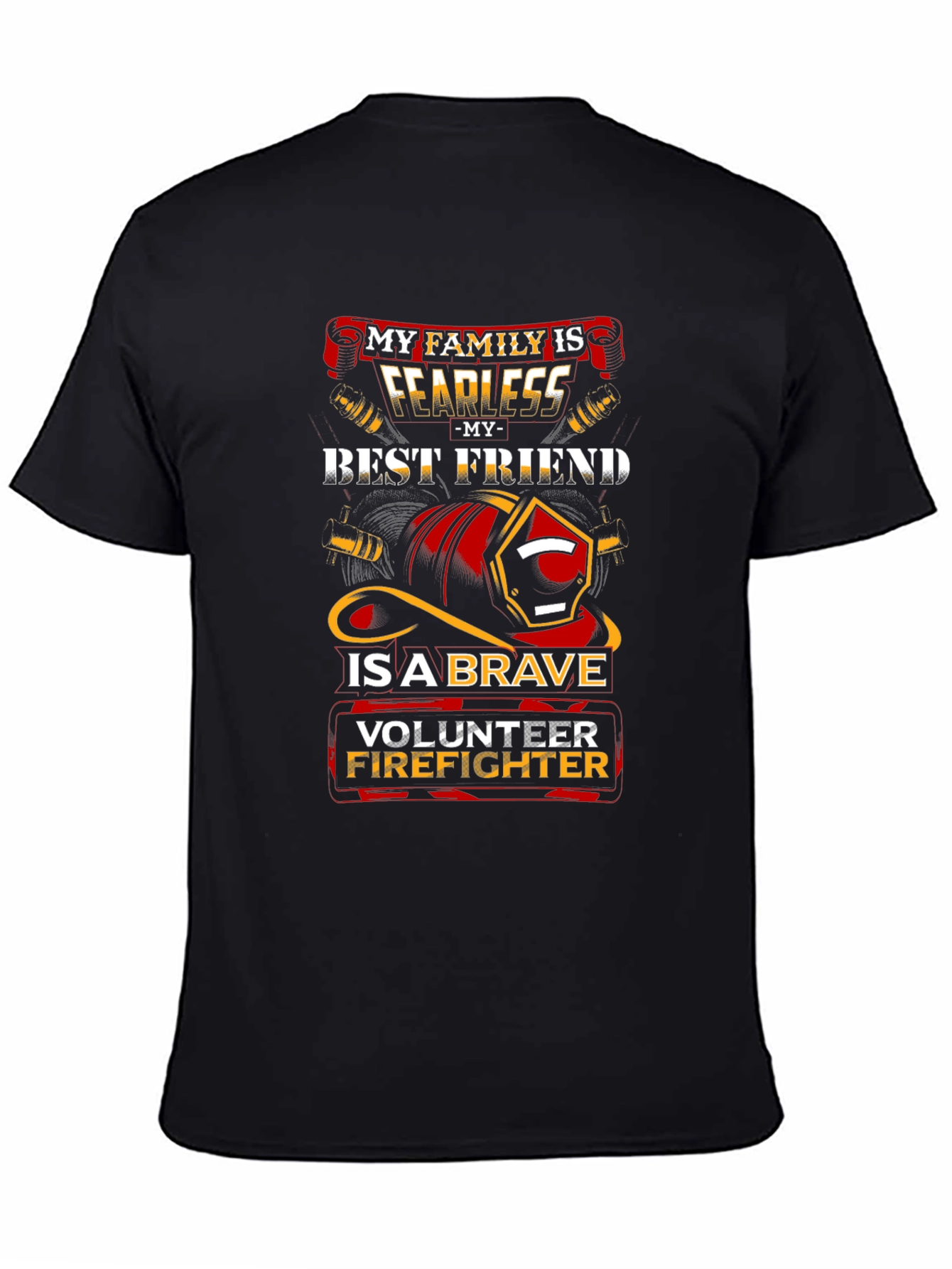 Black Volunteer Firefighter Graphic T-Shirt view 4