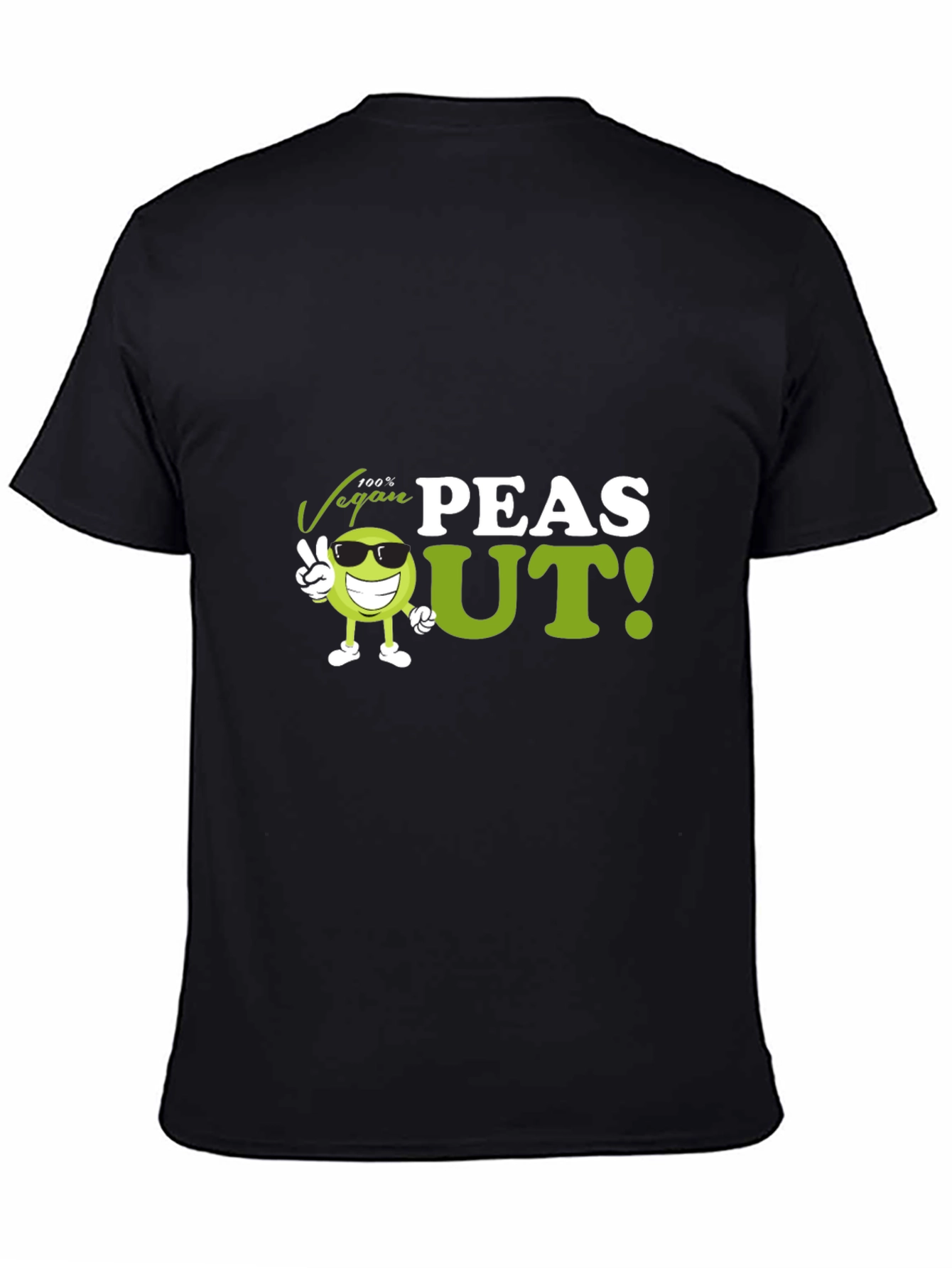 Black Vegan Peas Out T-Shirt - Funny Plant Based Tee view 4